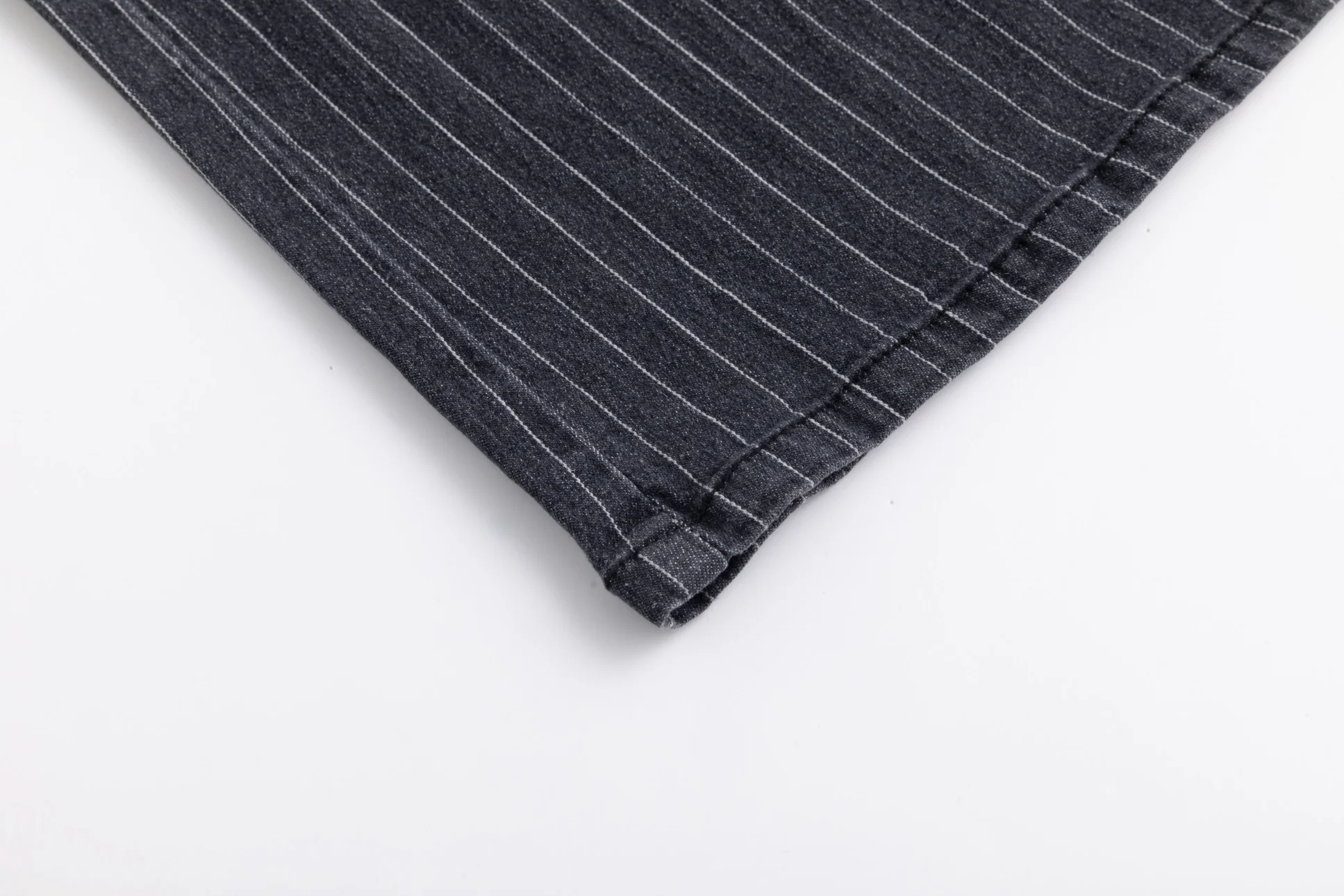 Pinstripe Denim Skirt - Black Denim - Image 6
