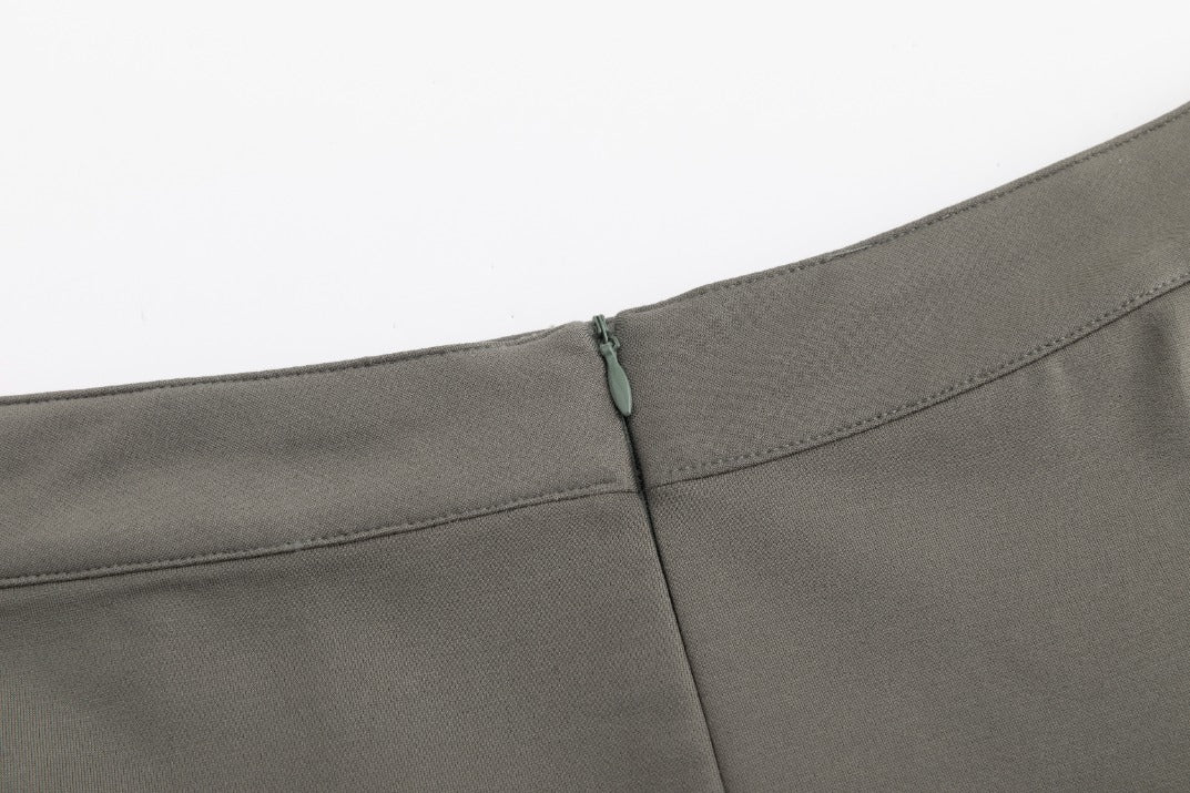 Piped Paneled Skirt - Green Moss - Image 6