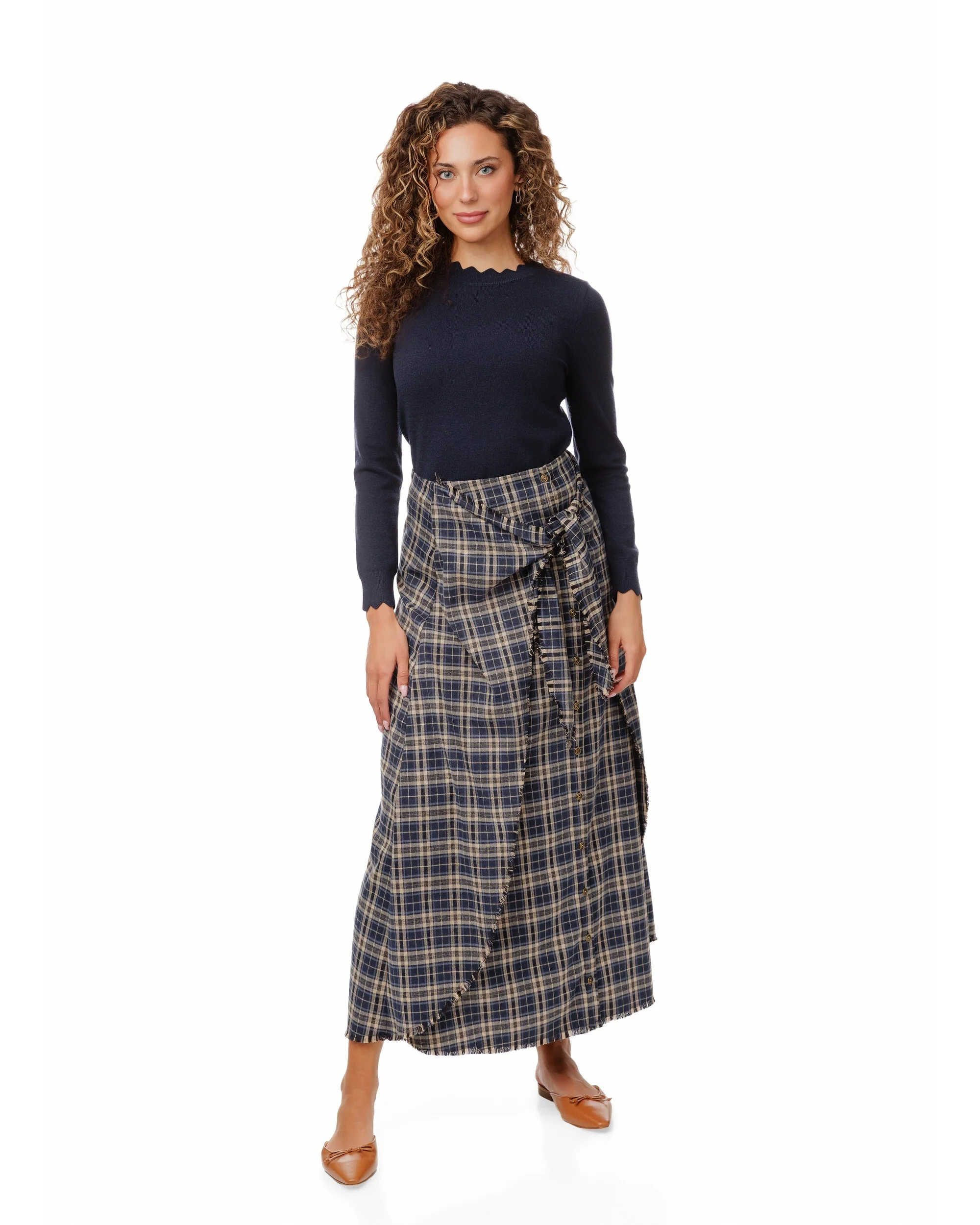 Plaid Tie Skirt - Blue - Image 2