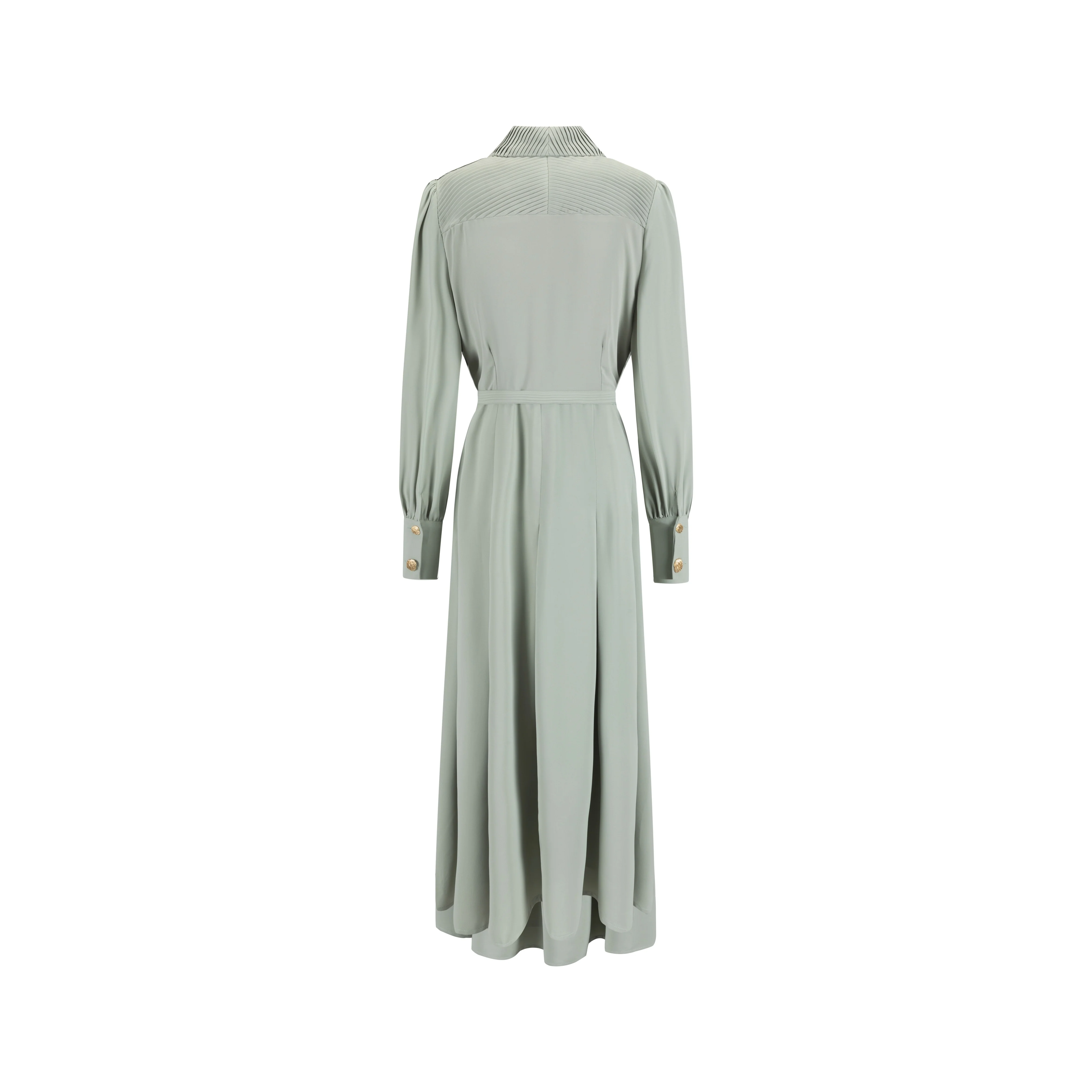 Pleated Dress With Details - Mint Green - Image 4