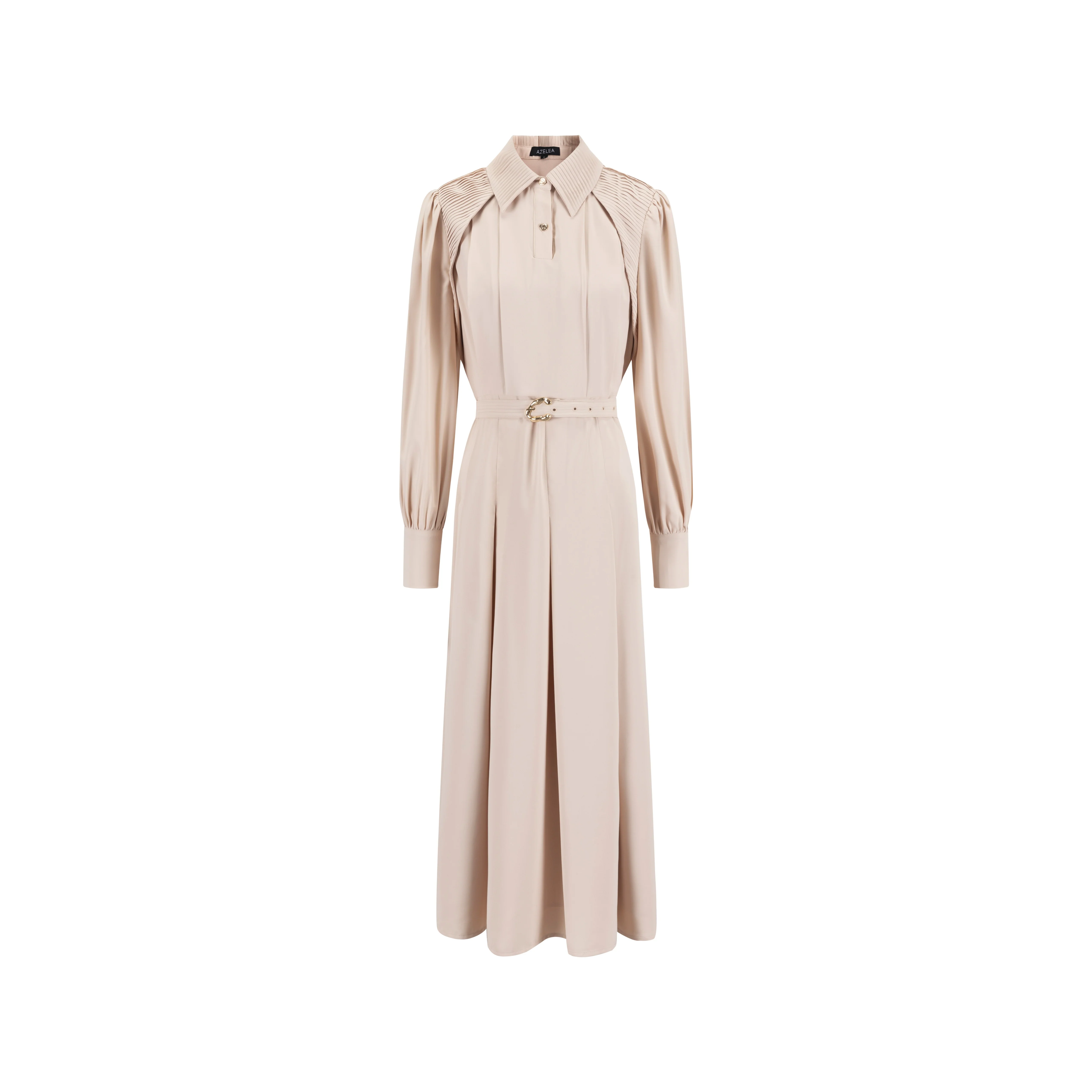 Pleated Dress With Details - Peach - Image 2