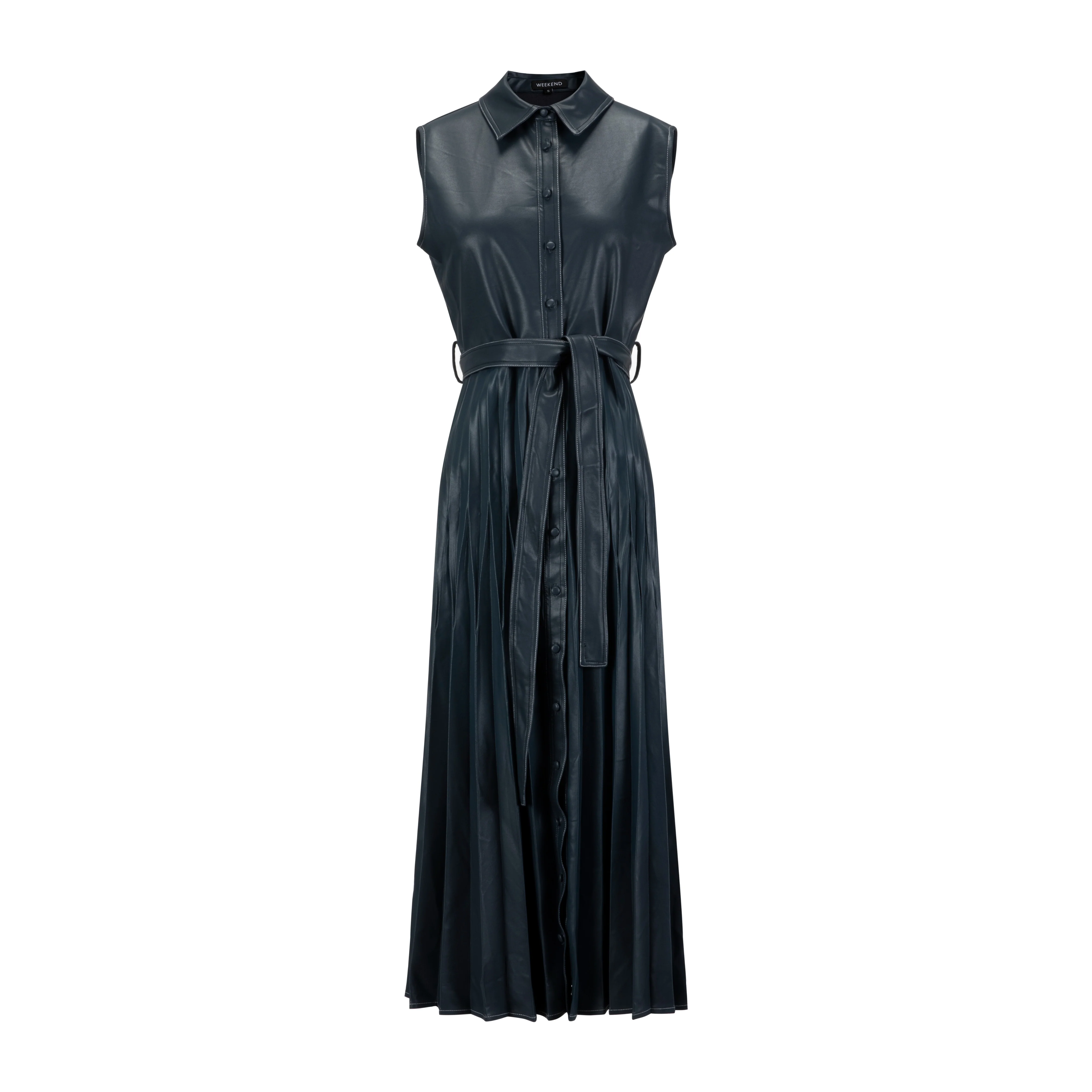 Pleated Leather Jumper - Blue - Image 2