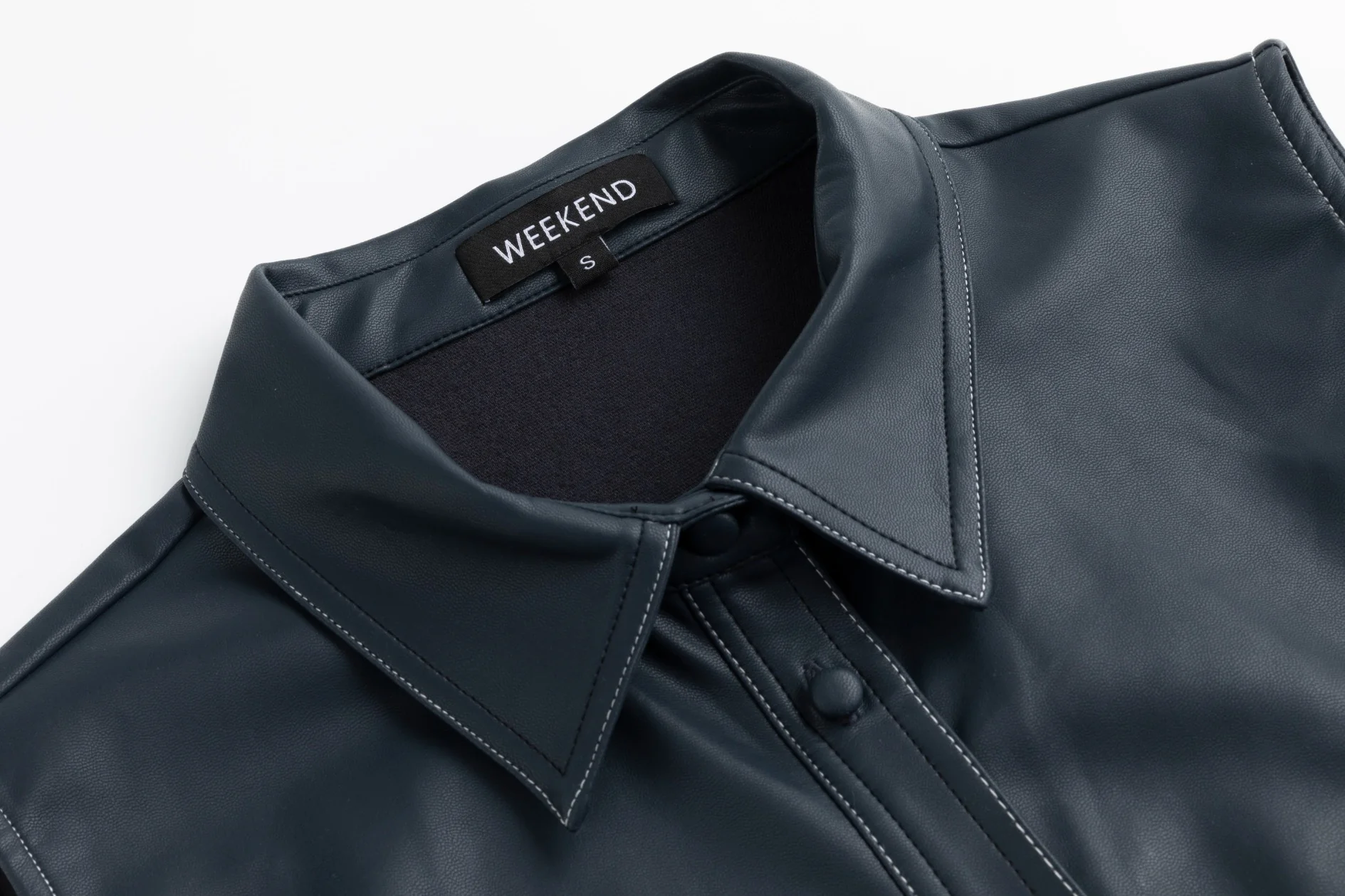 Pleated Leather Jumper - Blue - Image 4