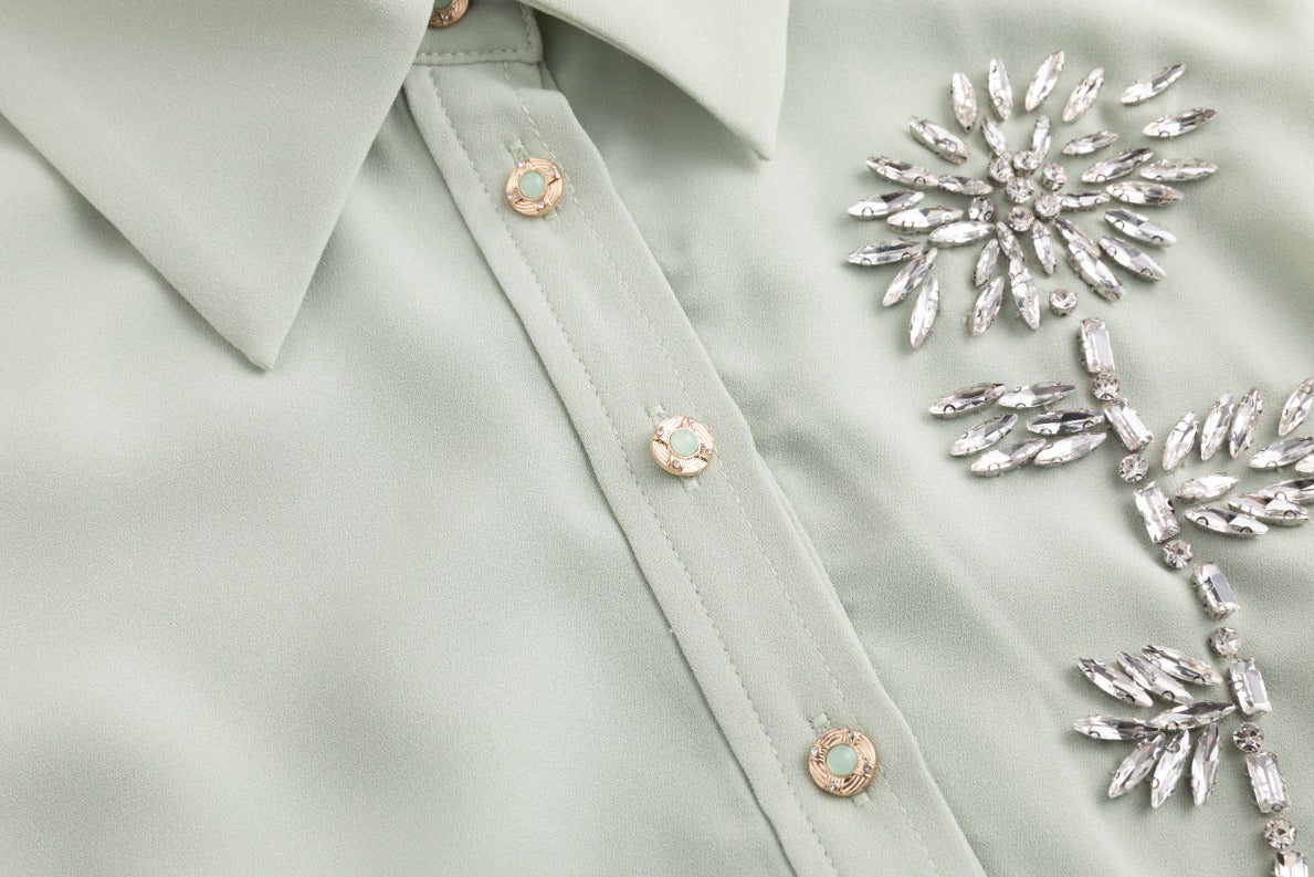 Pleated Shirt Top Diamond Flower Dress - Image 5