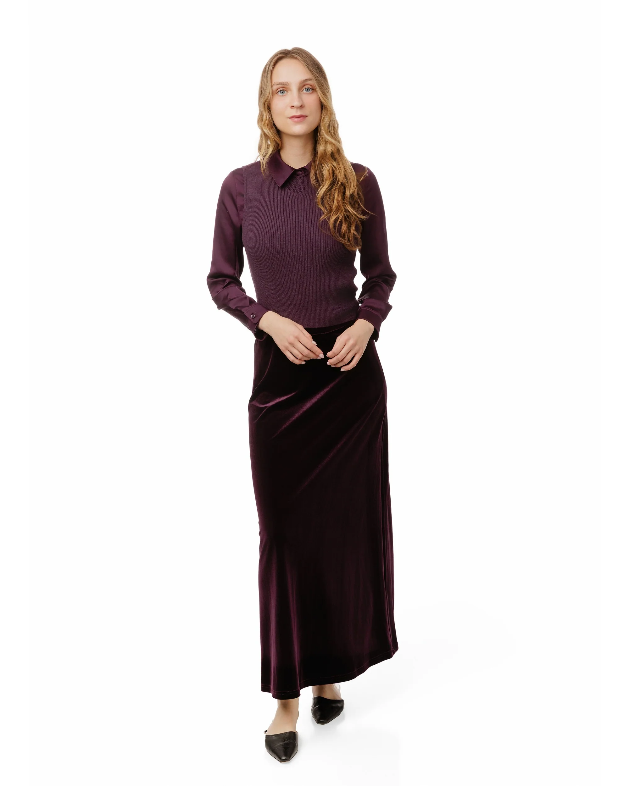 Plum Satin Blouse - Image 2