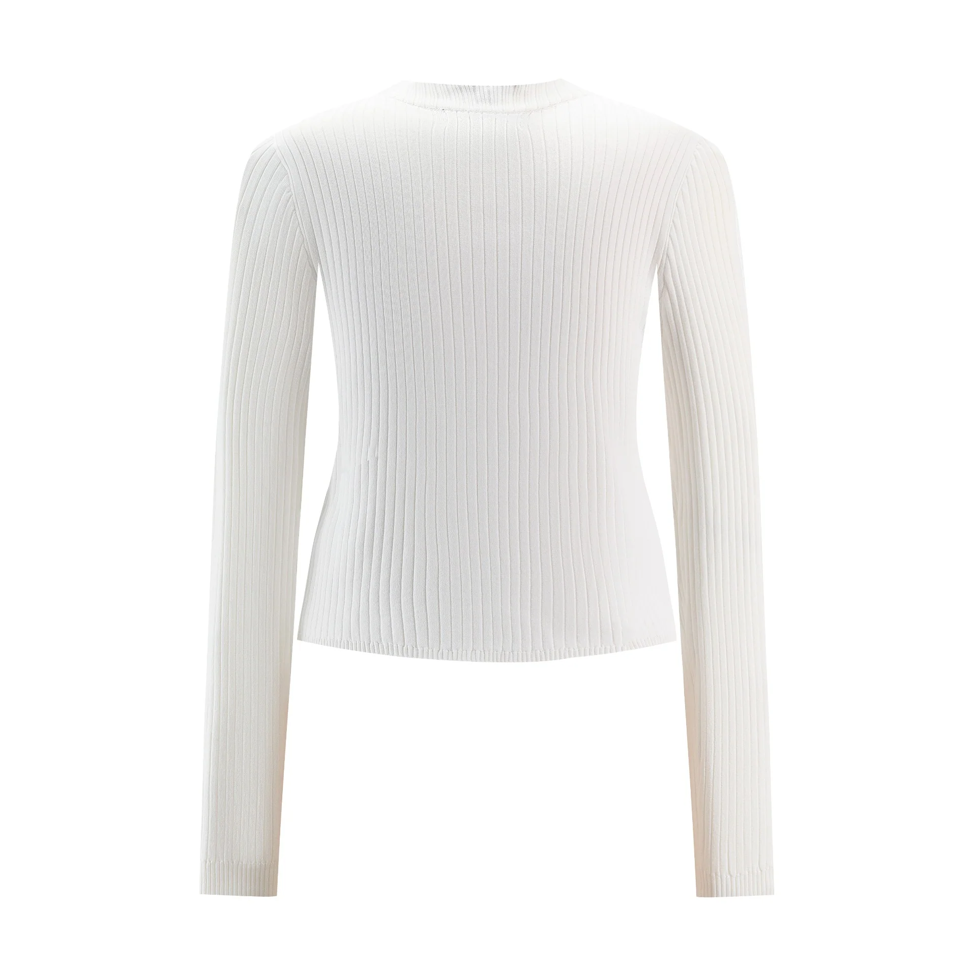 Polish Knit Ribbed Cardigan Top - Ivory - Image 2