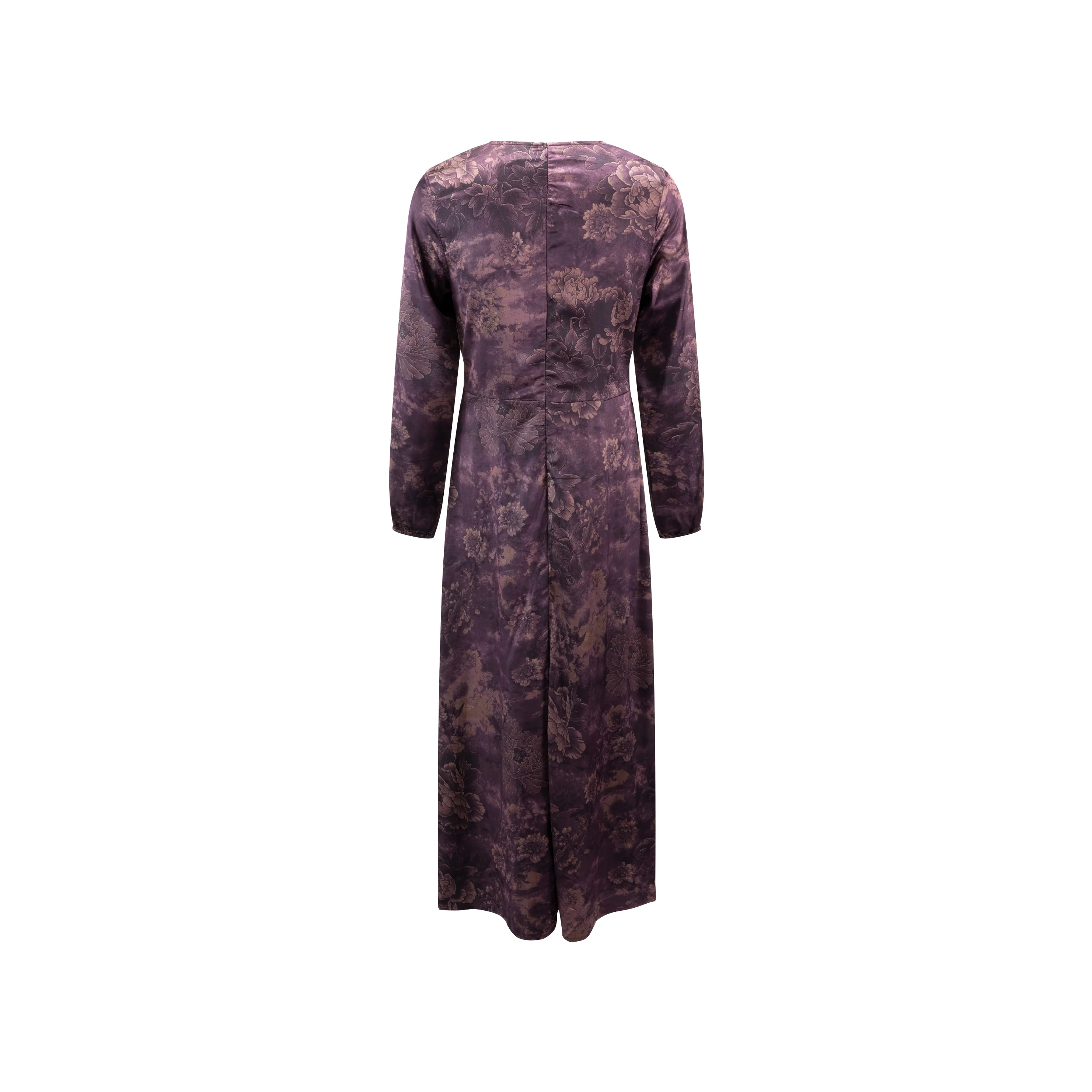 Chinoiserie Printed Dress With Crossed Waist - Purple - Image 3