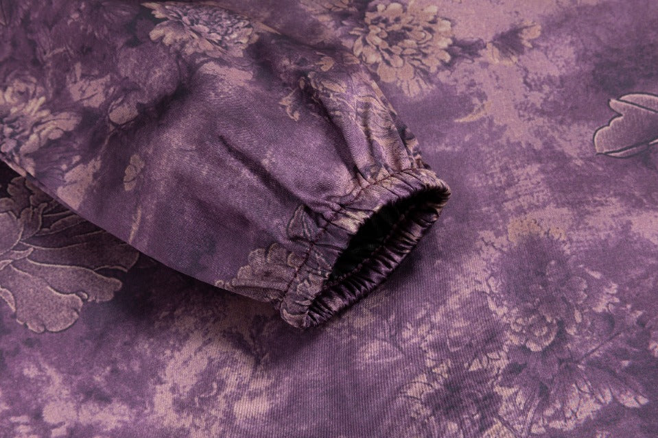 Chinoiserie Printed Dress With Crossed Waist - Purple - Image 6