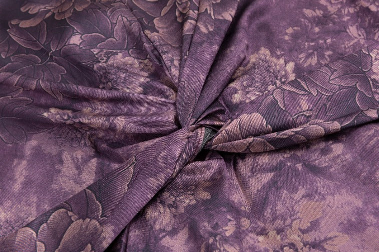 Chinoiserie Printed Dress With Crossed Waist - Purple - Image 7