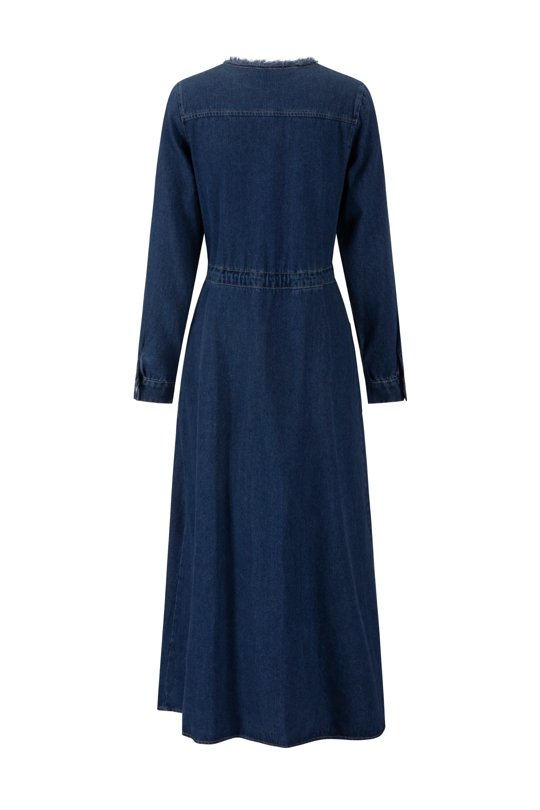 Ragged Edge Multi Pocket Denim Dress - Blue - Image 3