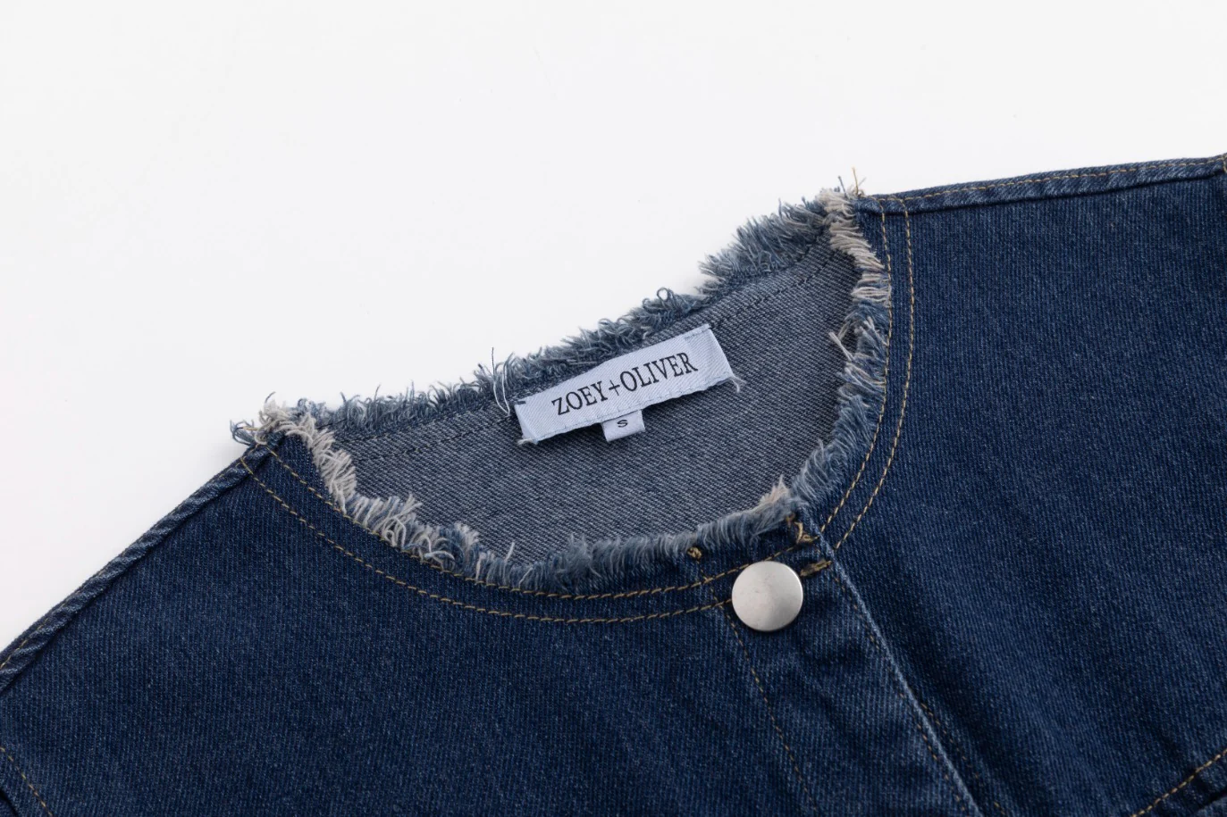 Ragged Edge Multi Pocket Denim Dress - Blue - Image 5