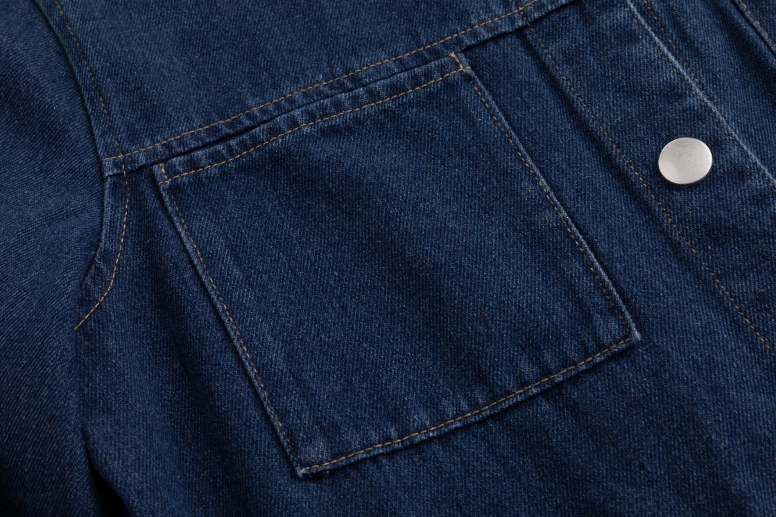 Ragged Edge Multi Pocket Denim Dress - Blue - Image 6