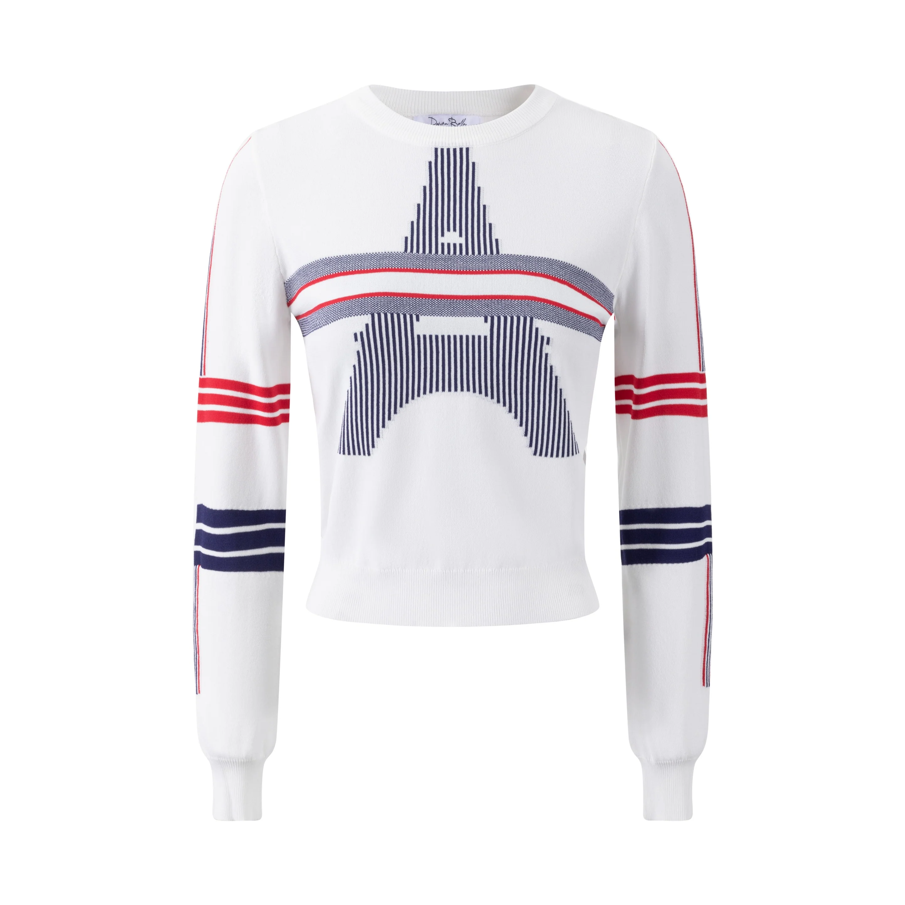 Red And Navy Eiffel Tower Knit Top - Image 4