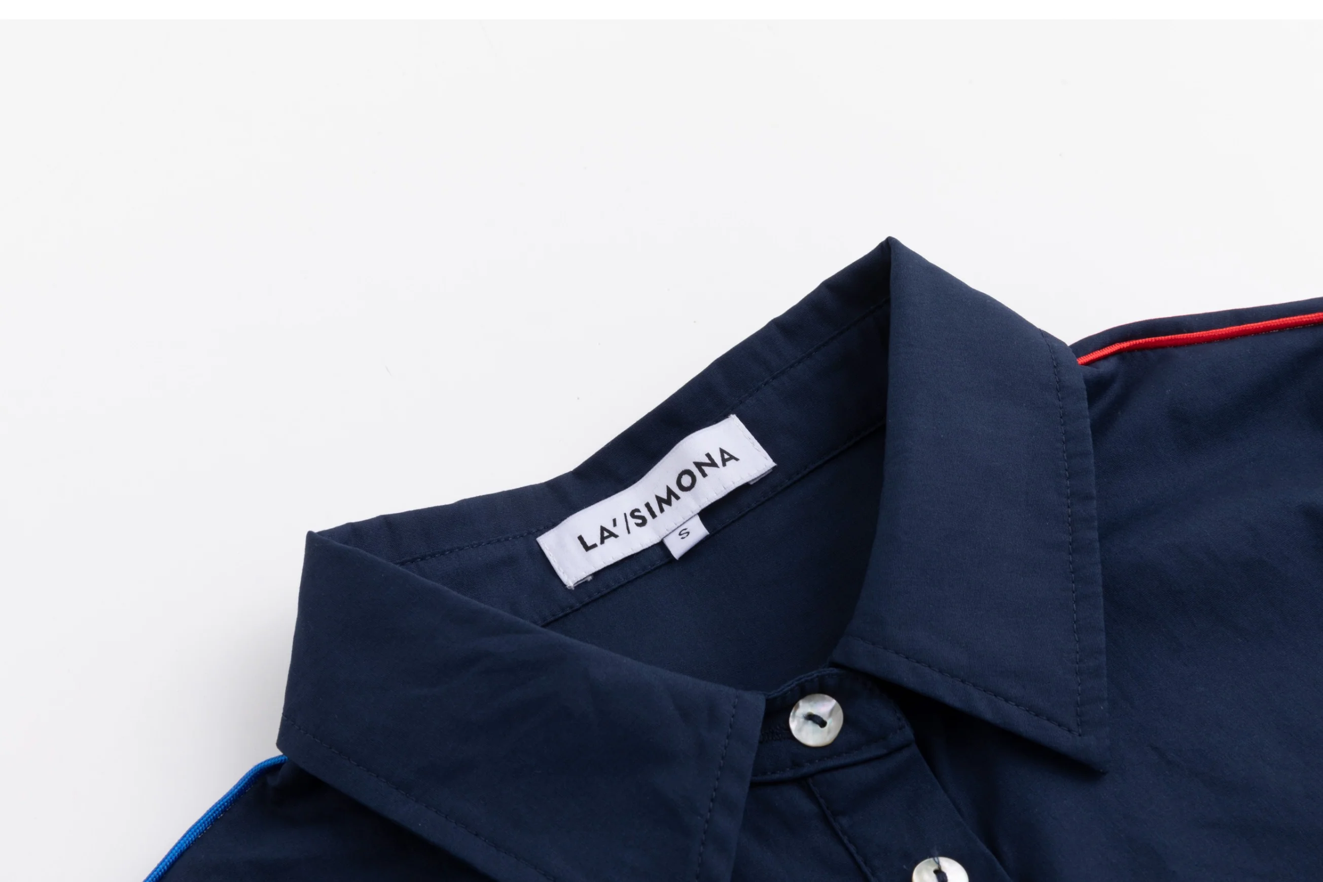 Red Seam Detail Shirt - Navy - Image 3