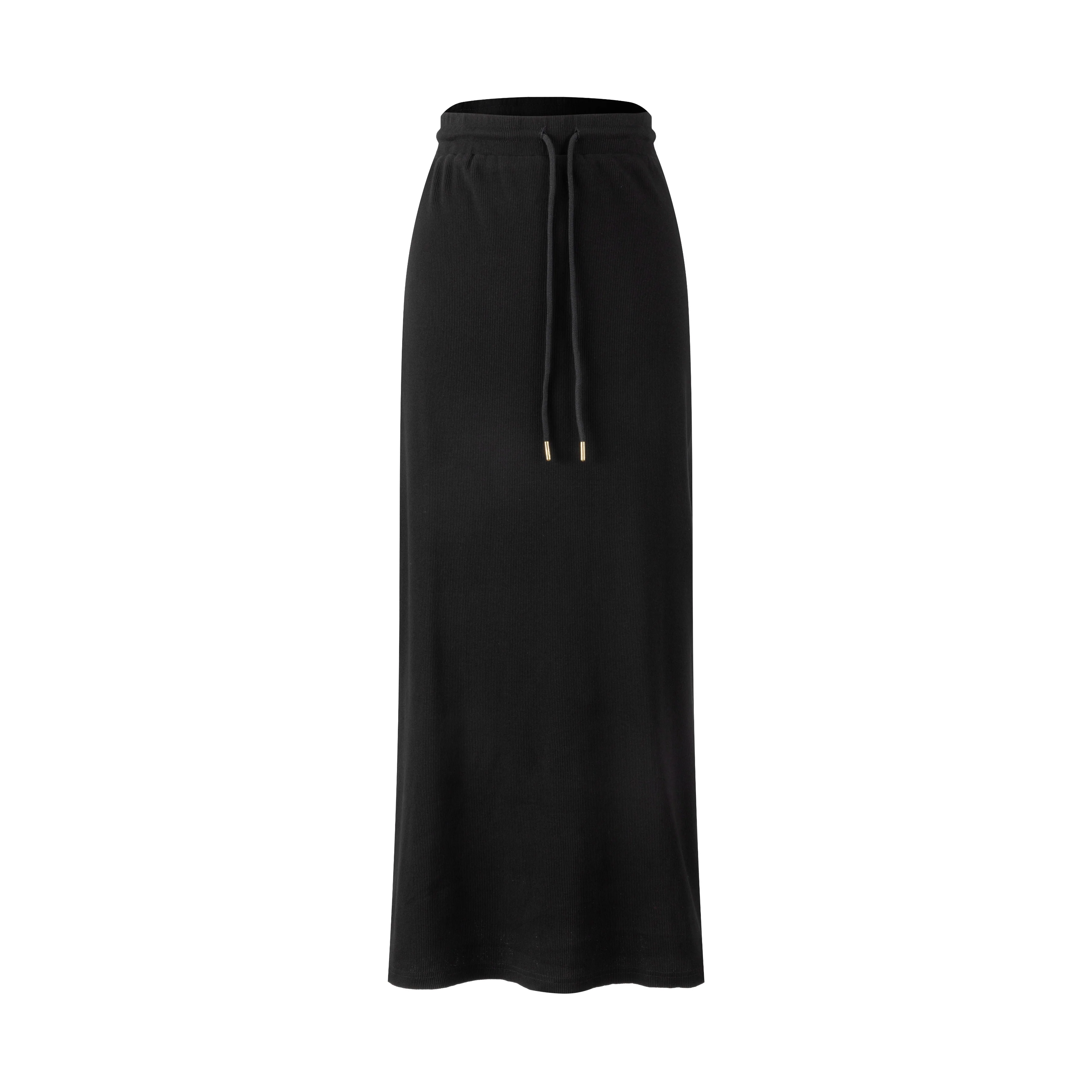 Ribbed Denim Skirt - Black - Image 2
