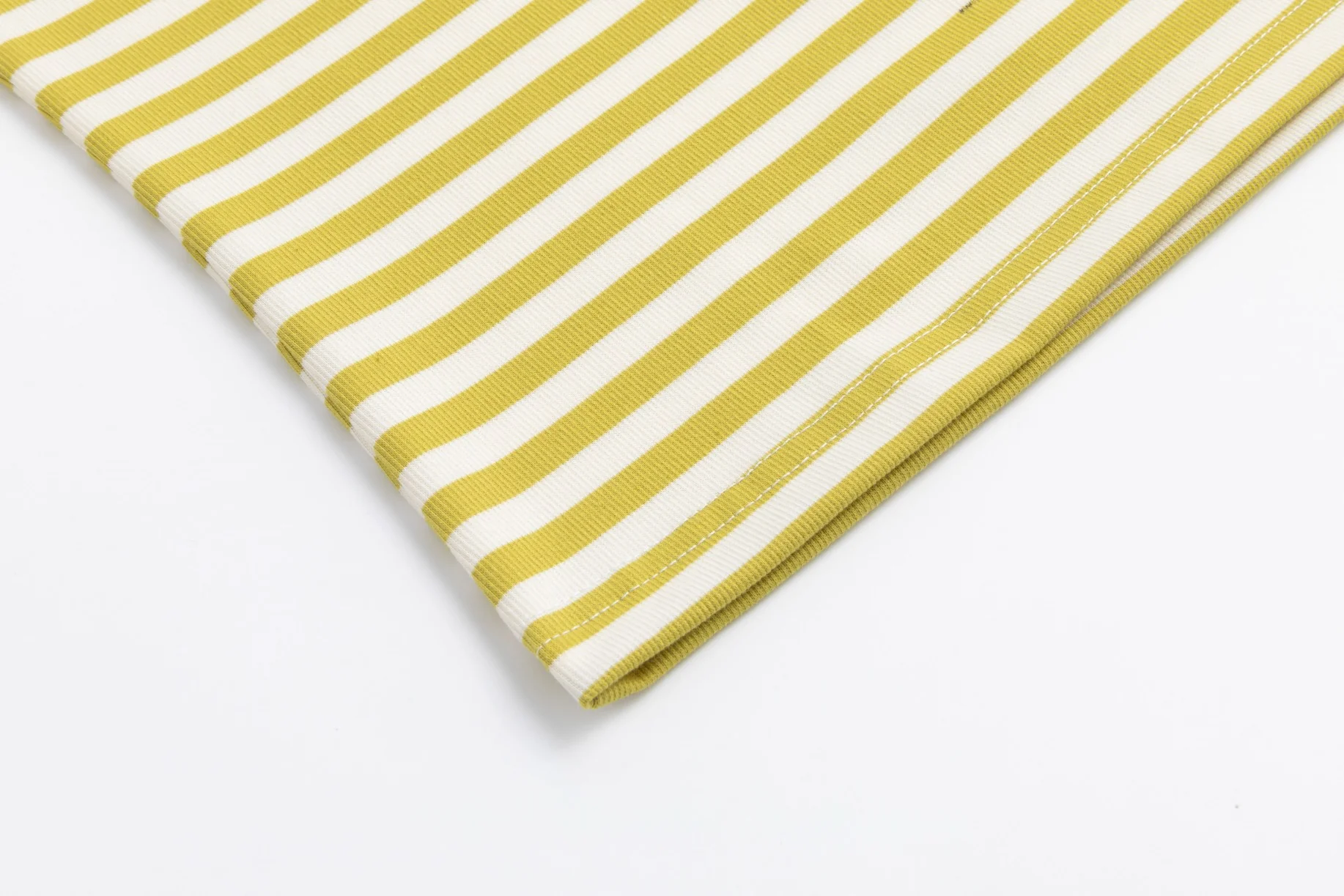 Ribbed V-Neck T-Shirt - Cream/Lime - Image 5
