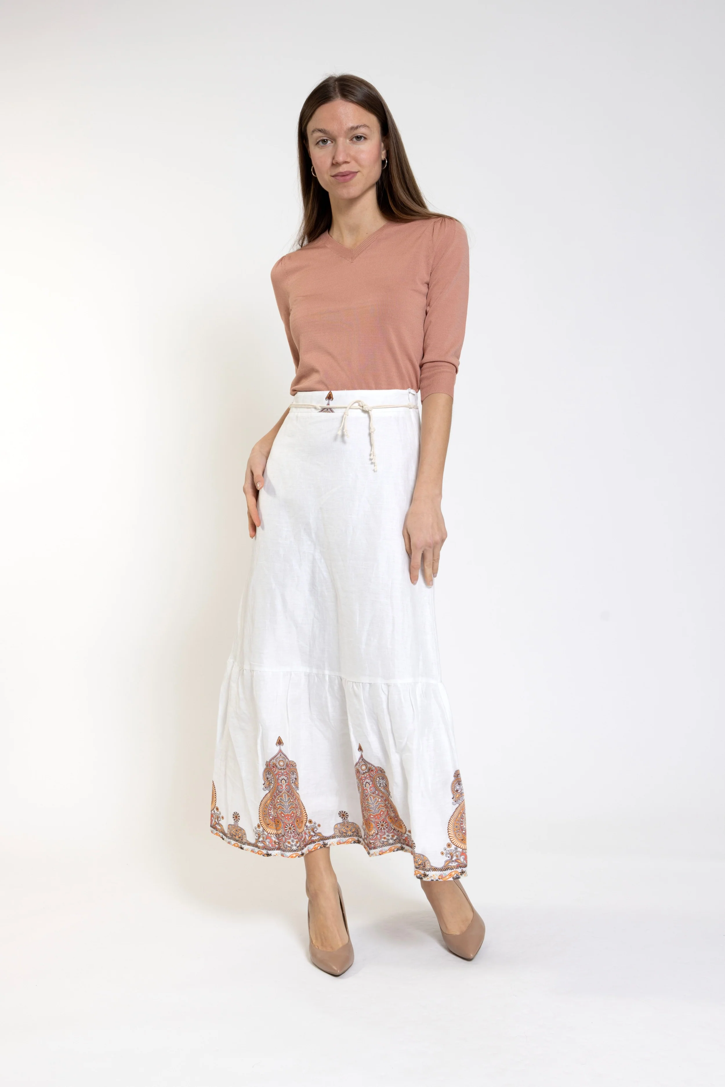 Salmon V Neck Knit Top - Image 2