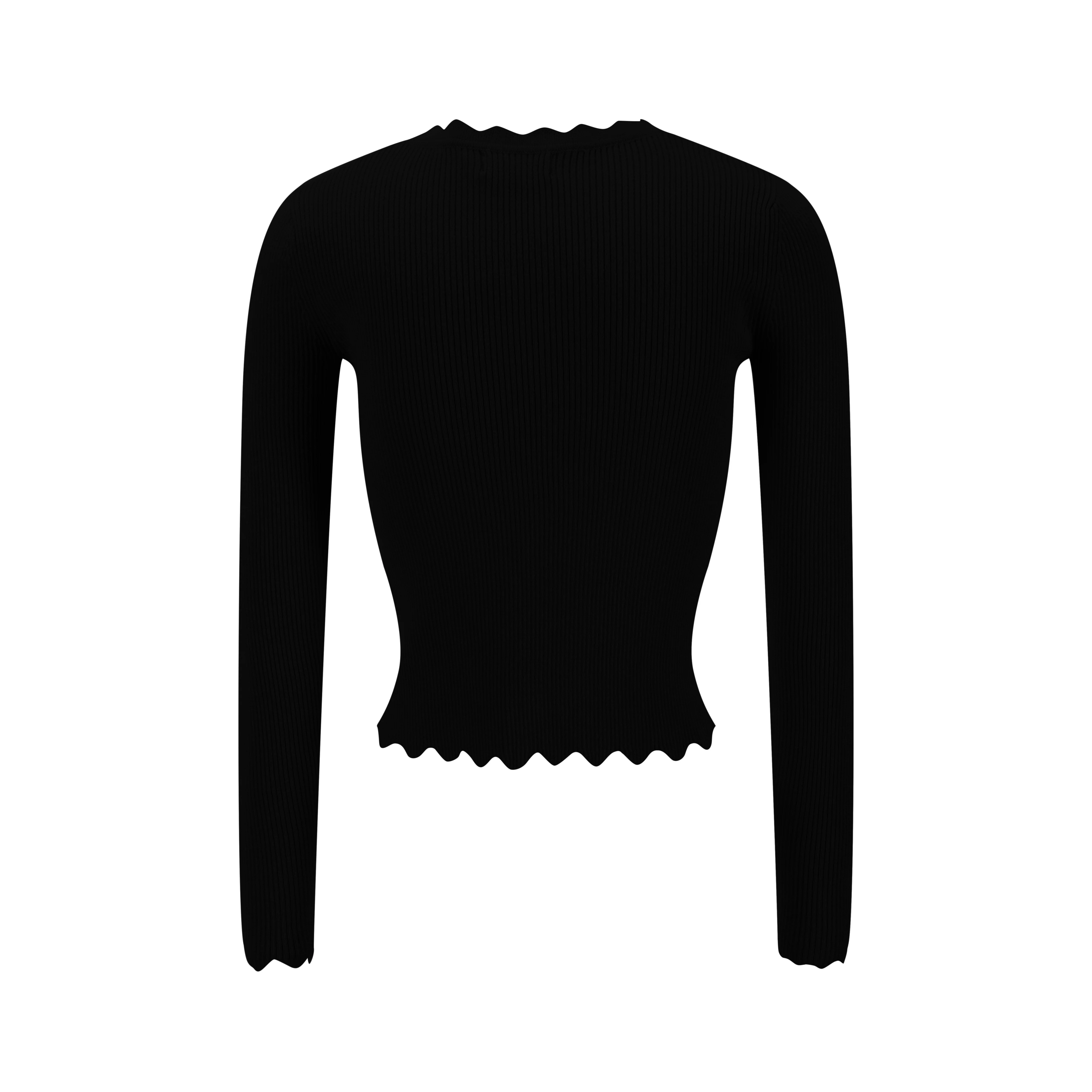 Scalloped Basic Sweater - Black - Image 2