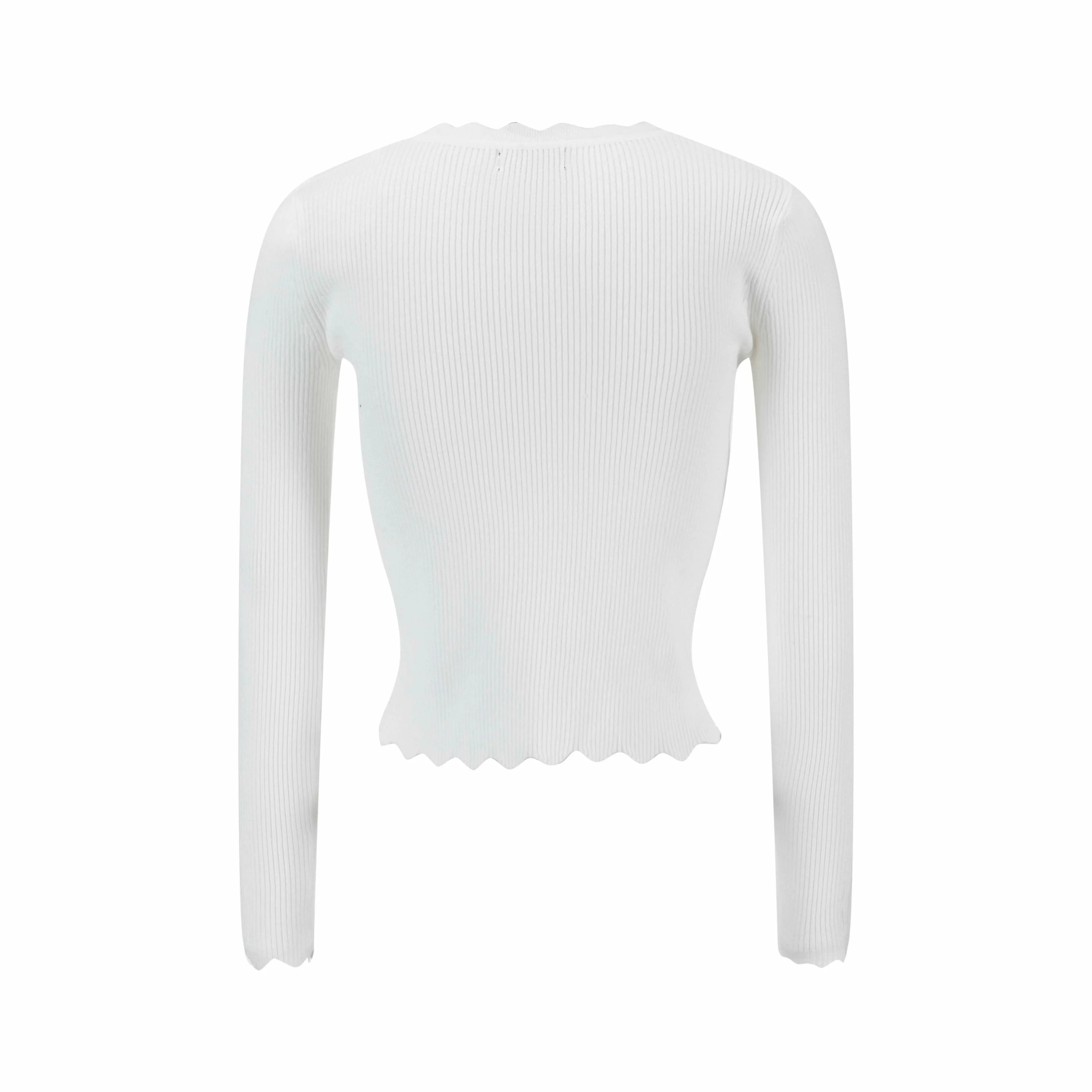 Scalloped Basic Sweater - Ivory - Image 2