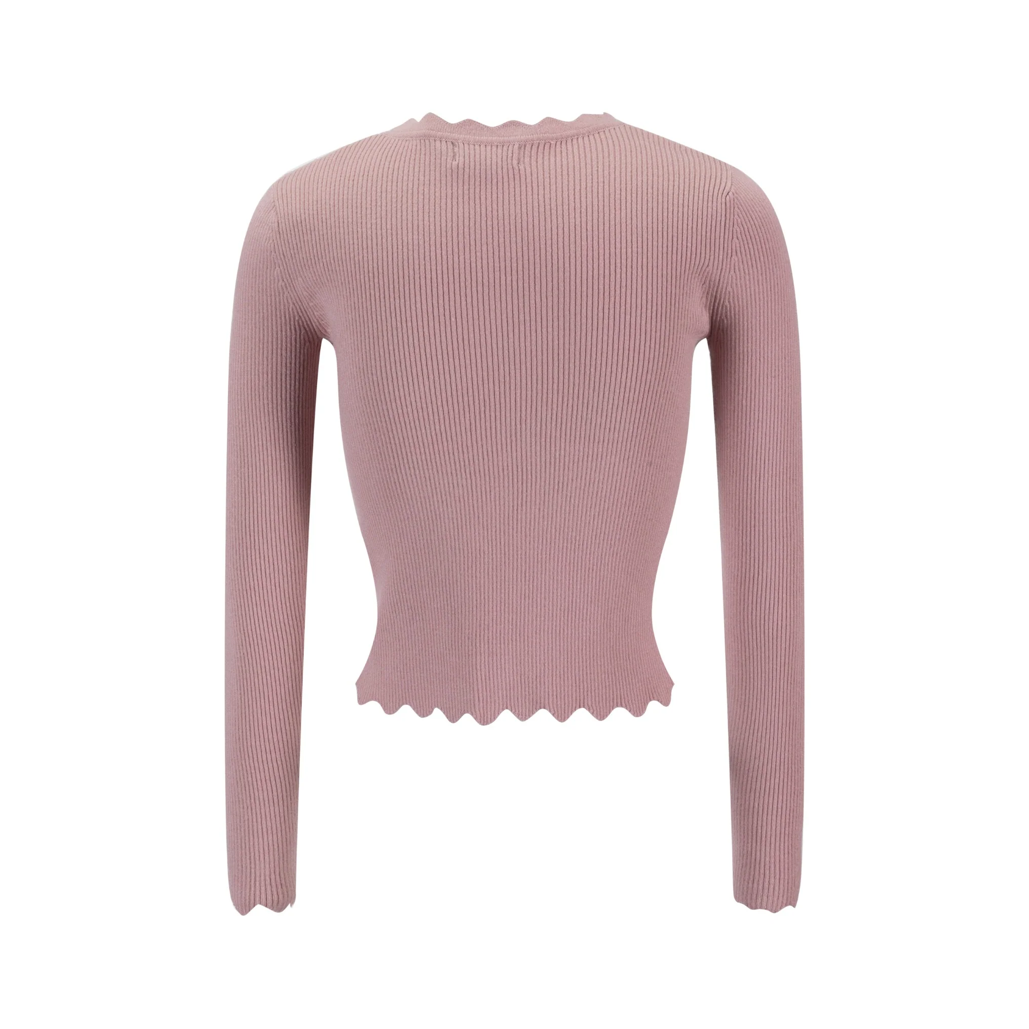 Scalloped Basic Sweater - Pink - Image 3