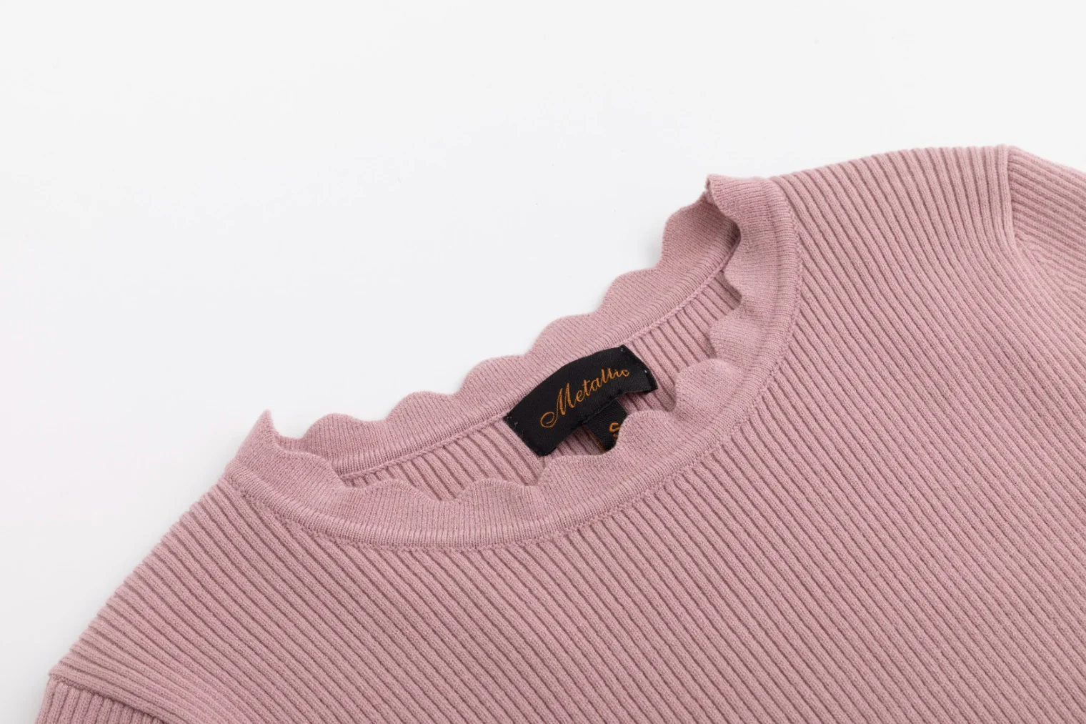 Scalloped Basic Sweater - Pink - Image 6