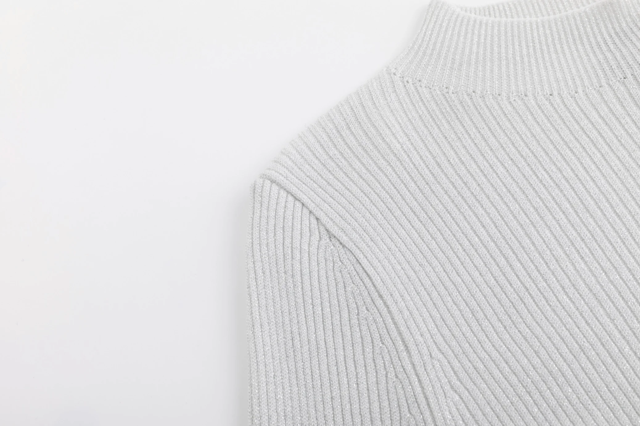 Shimmery Mock Neck Top - Silver - Image 5