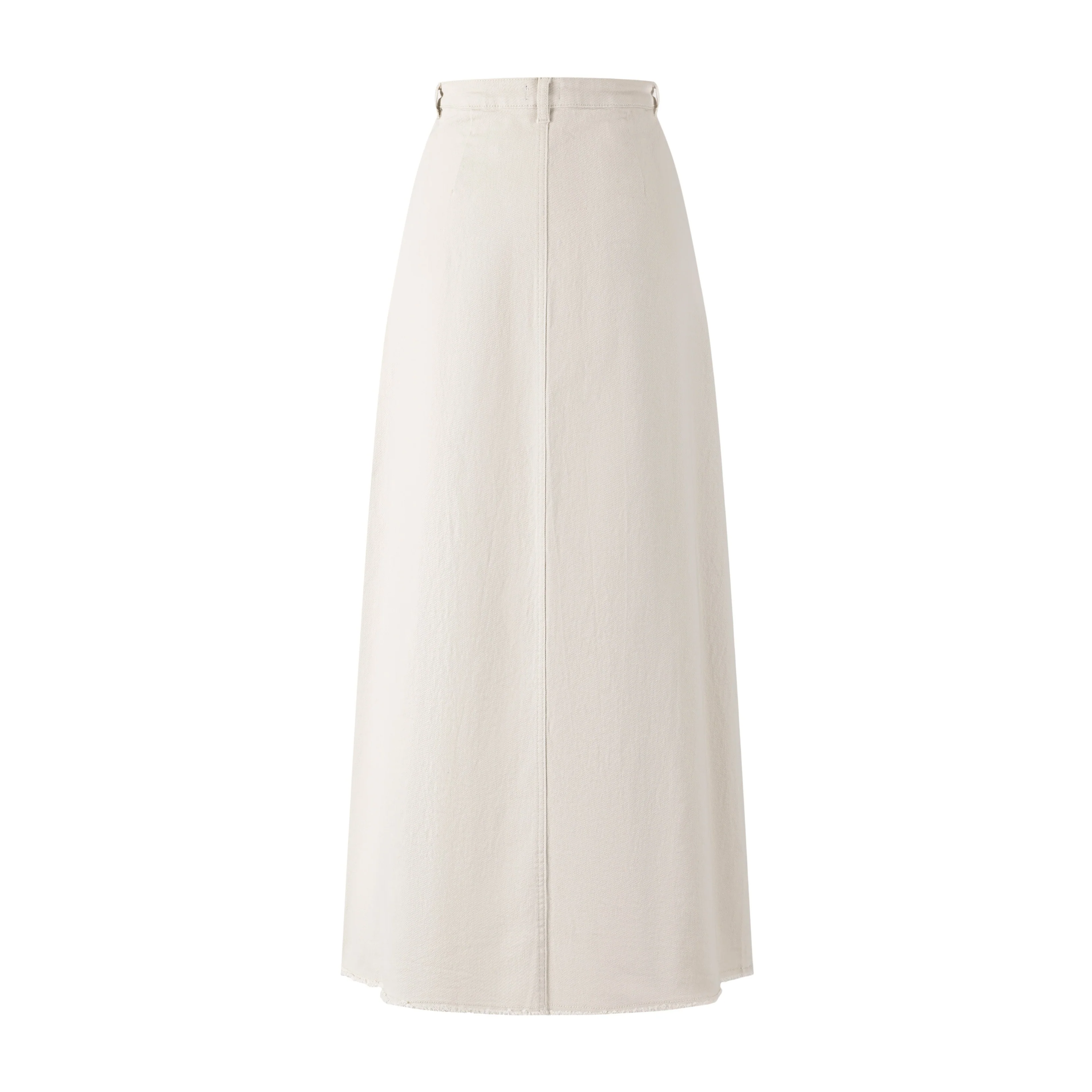 Side Frayed Denim Skirt - Stone - Image 3
