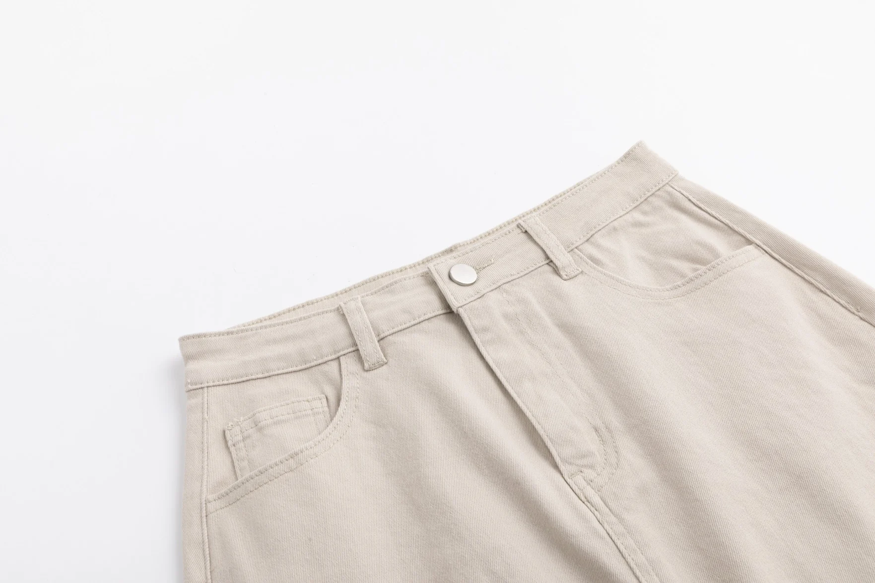 Side Frayed Denim Skirt - Stone - Image 4