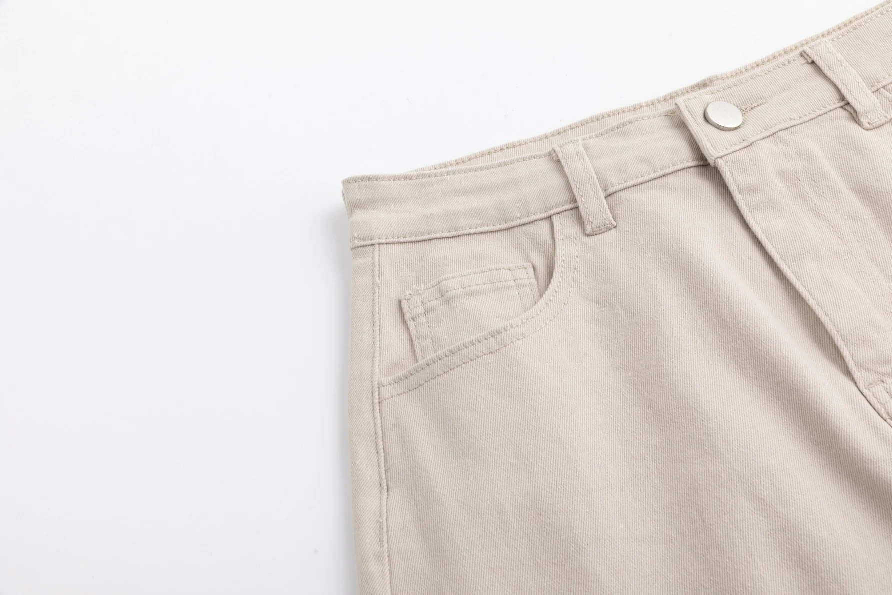Side Frayed Denim Skirt - Stone - Image 5