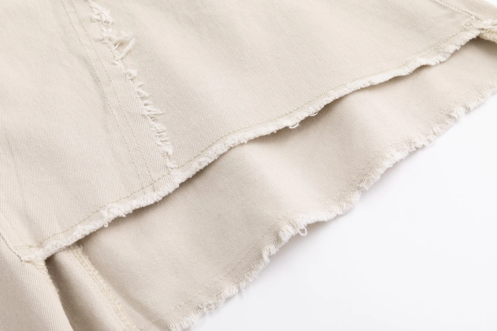 Side Frayed Denim Skirt - Stone - Image 6