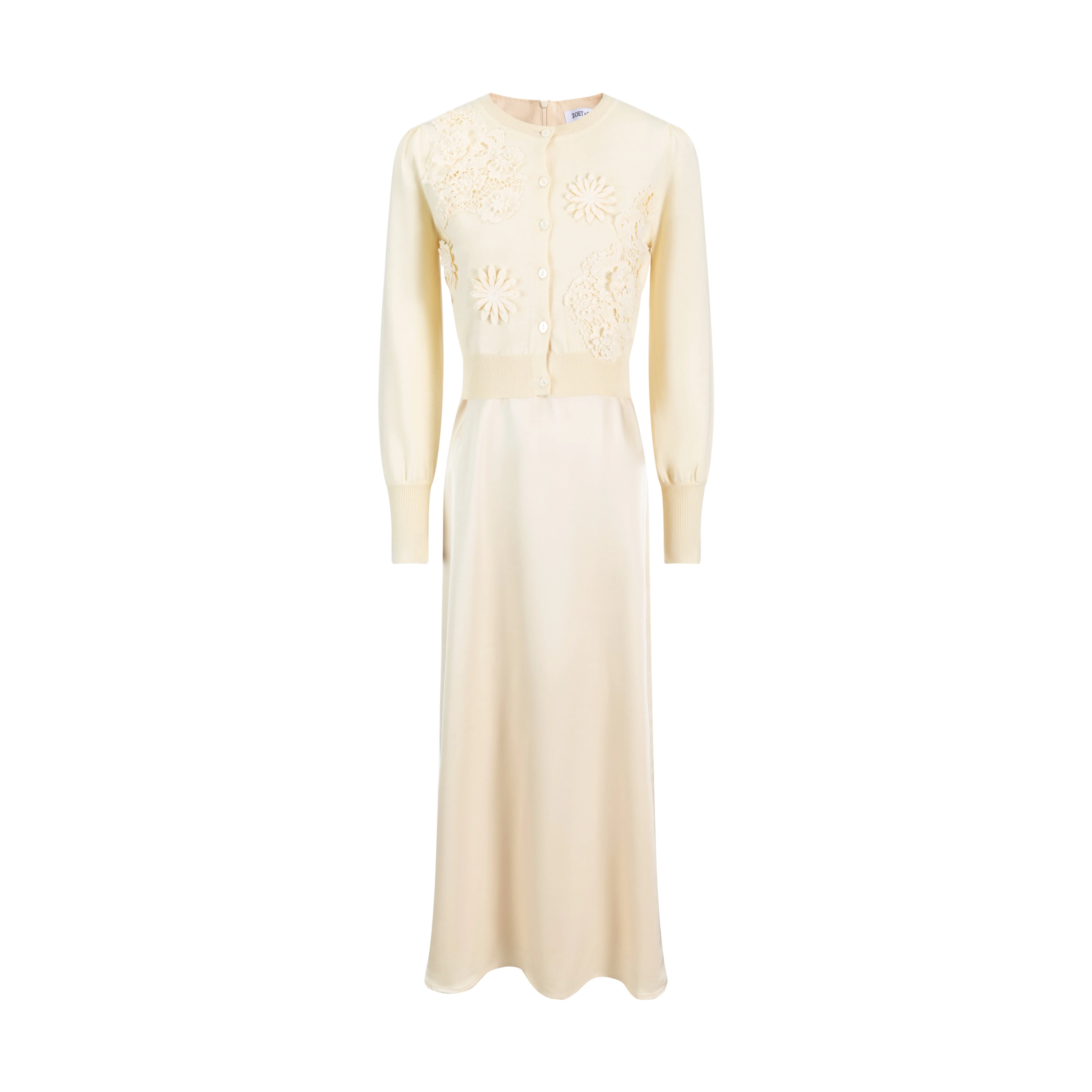 Slip Dress With Knit Cardigan - Pale Yellow - Image 2