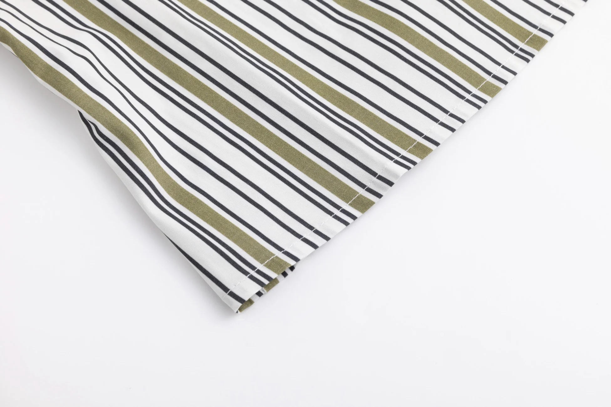 Solid Collar Striped Blouse - Green Moss - Image 5
