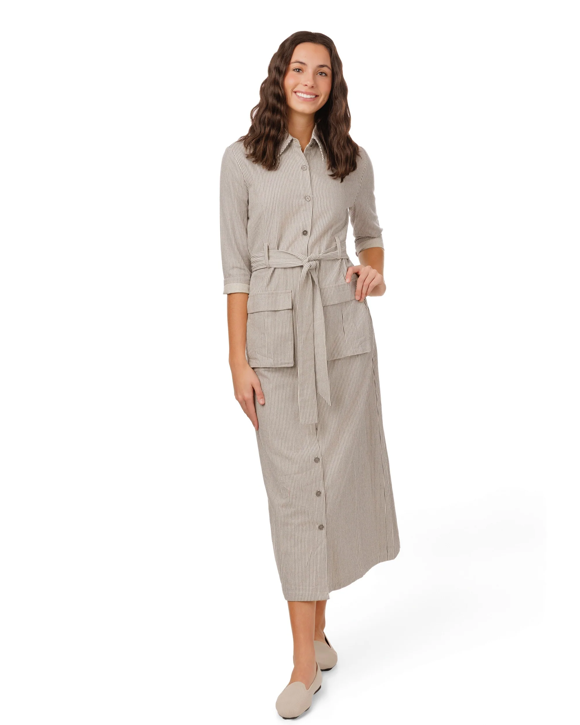 Stripe Pocket Dress - Black/White - Image 4