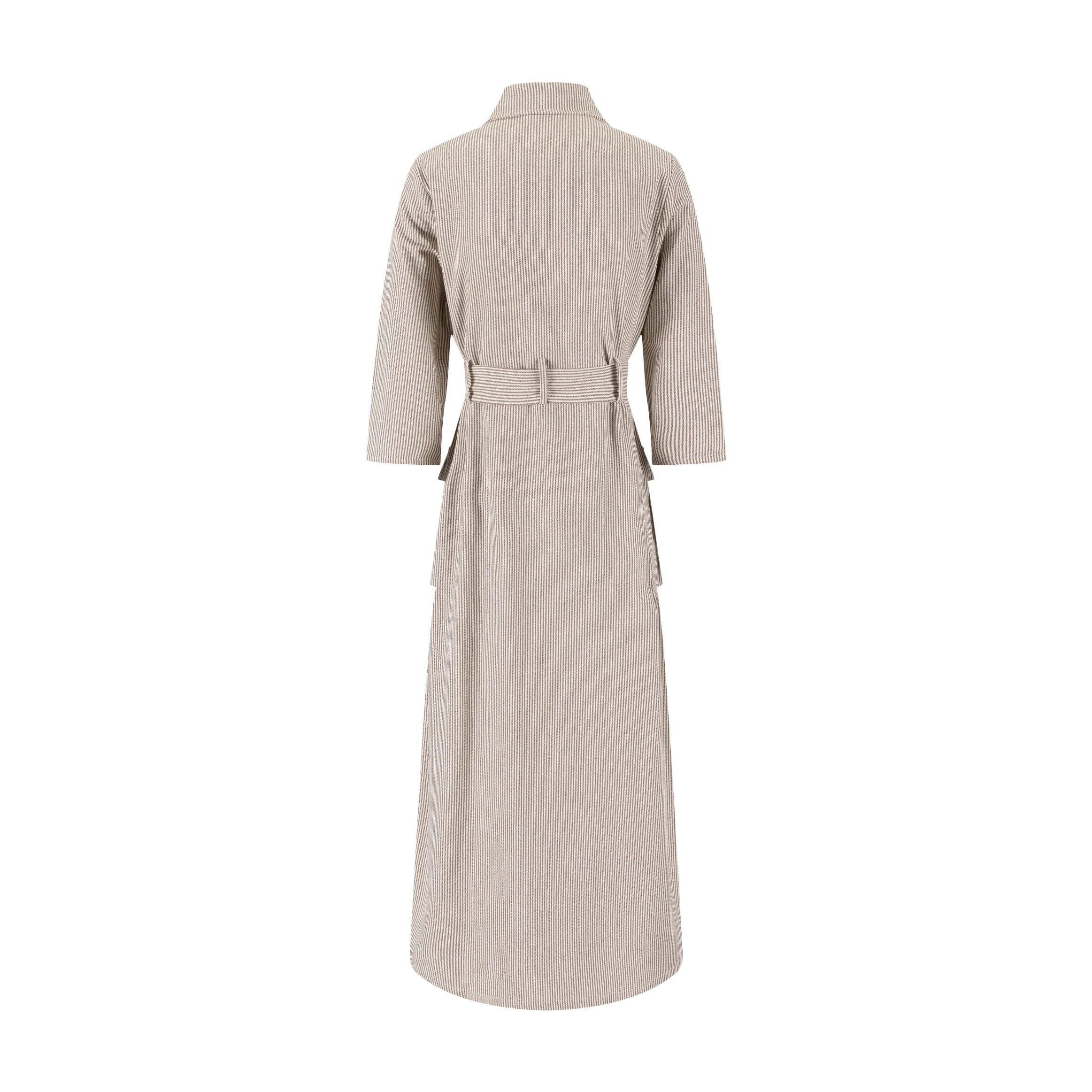 Stripe Pocket Dress - Rust/White - Image 3