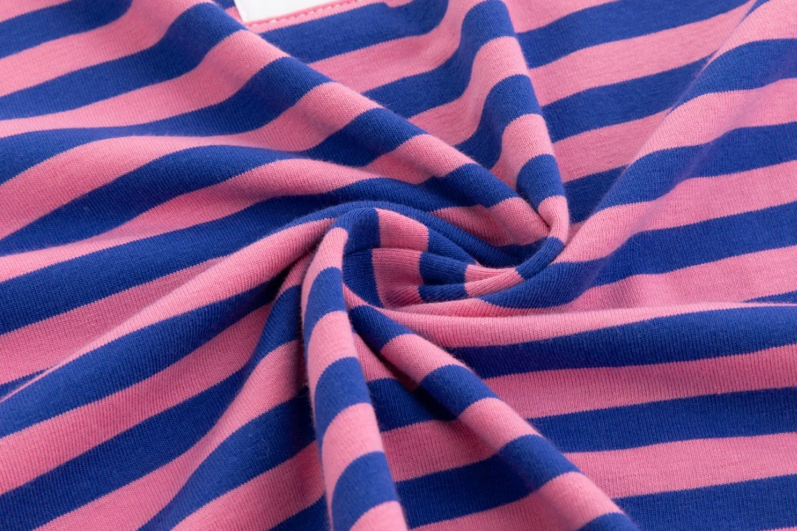 Striped Boxy Polo T-Shirt - Blue/Pink - Image 6