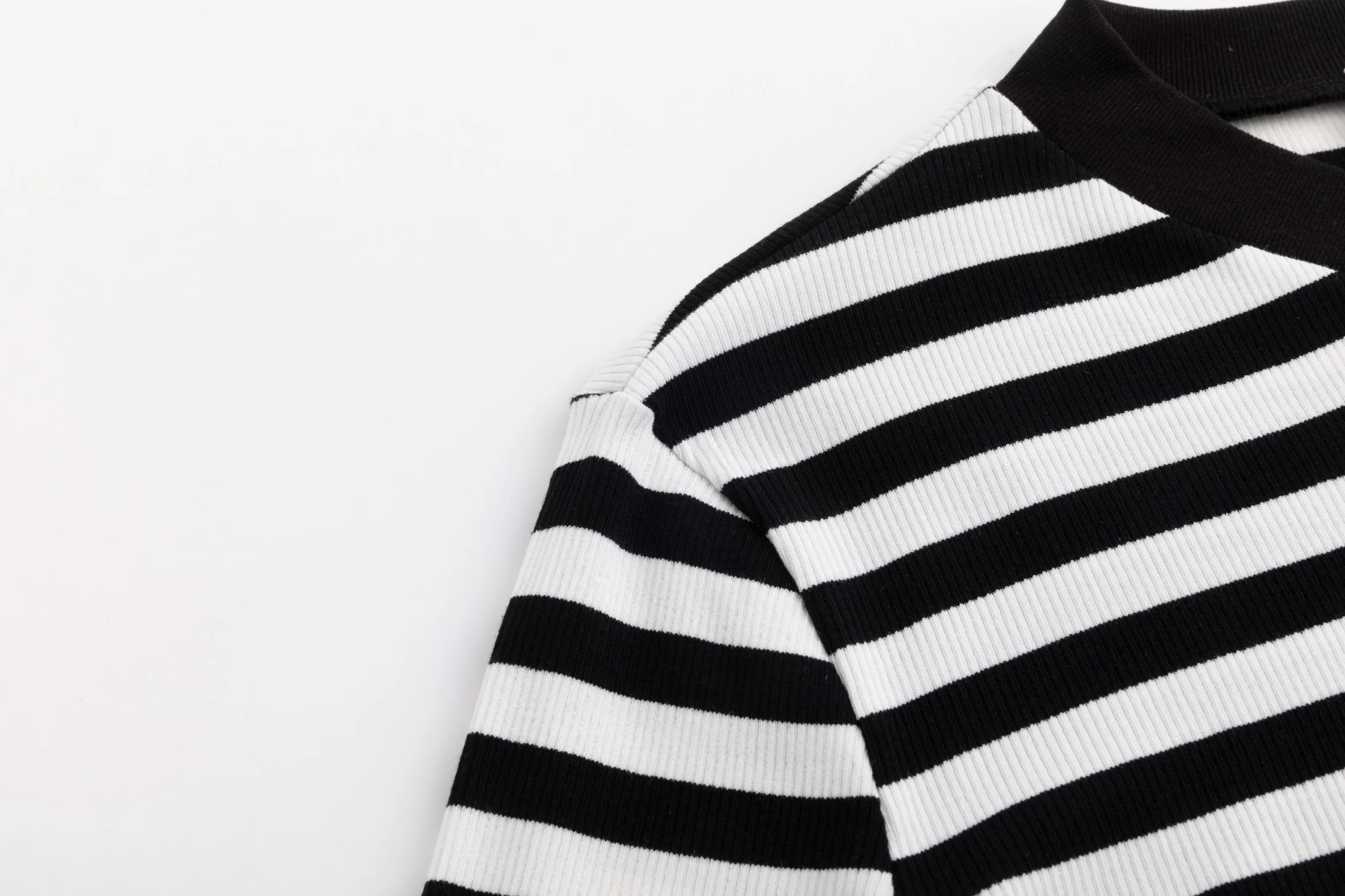 Striped V-Neck Top - Black - Image 5