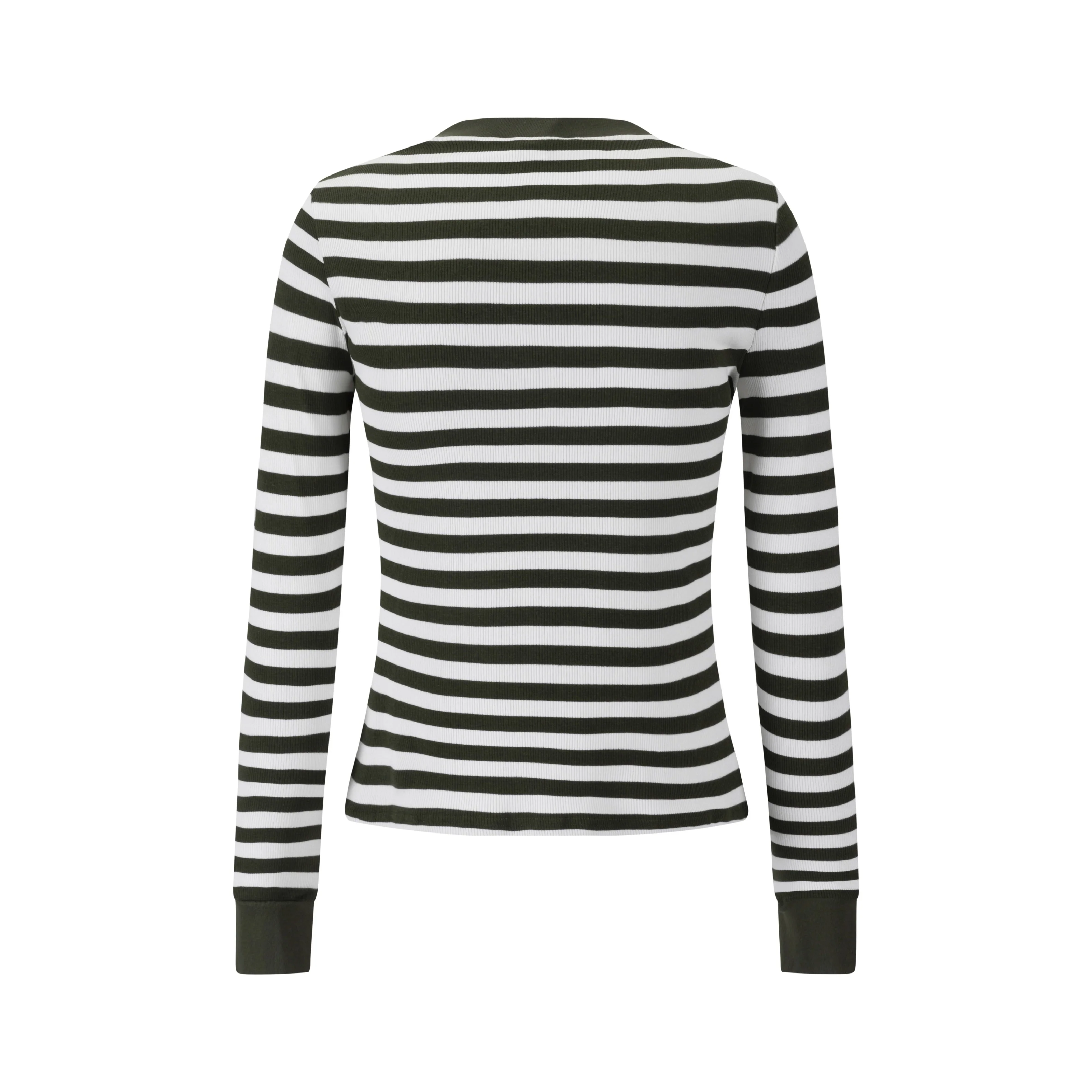 Striped V-Neck Top - Green - Image 3