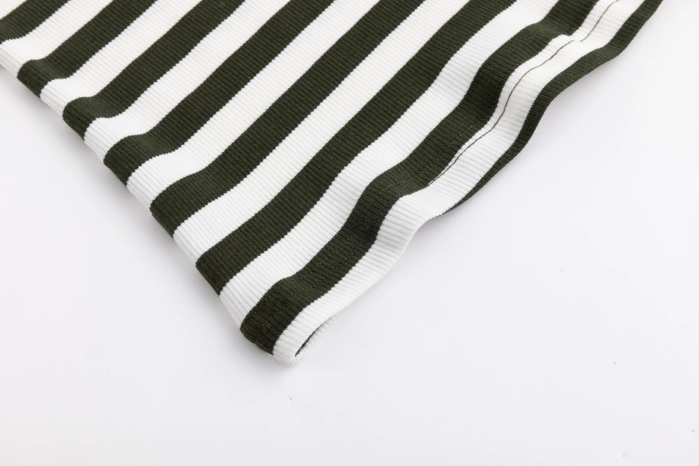 Striped V-Neck Top - Green - Image 4