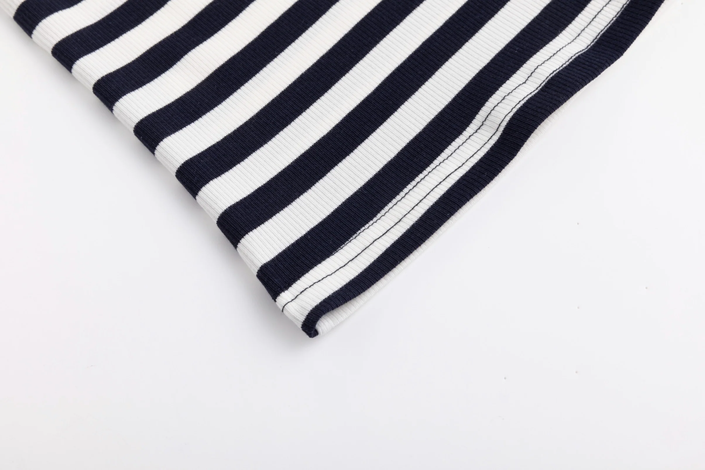 Striped V-Neck Top - Navy - Image 4