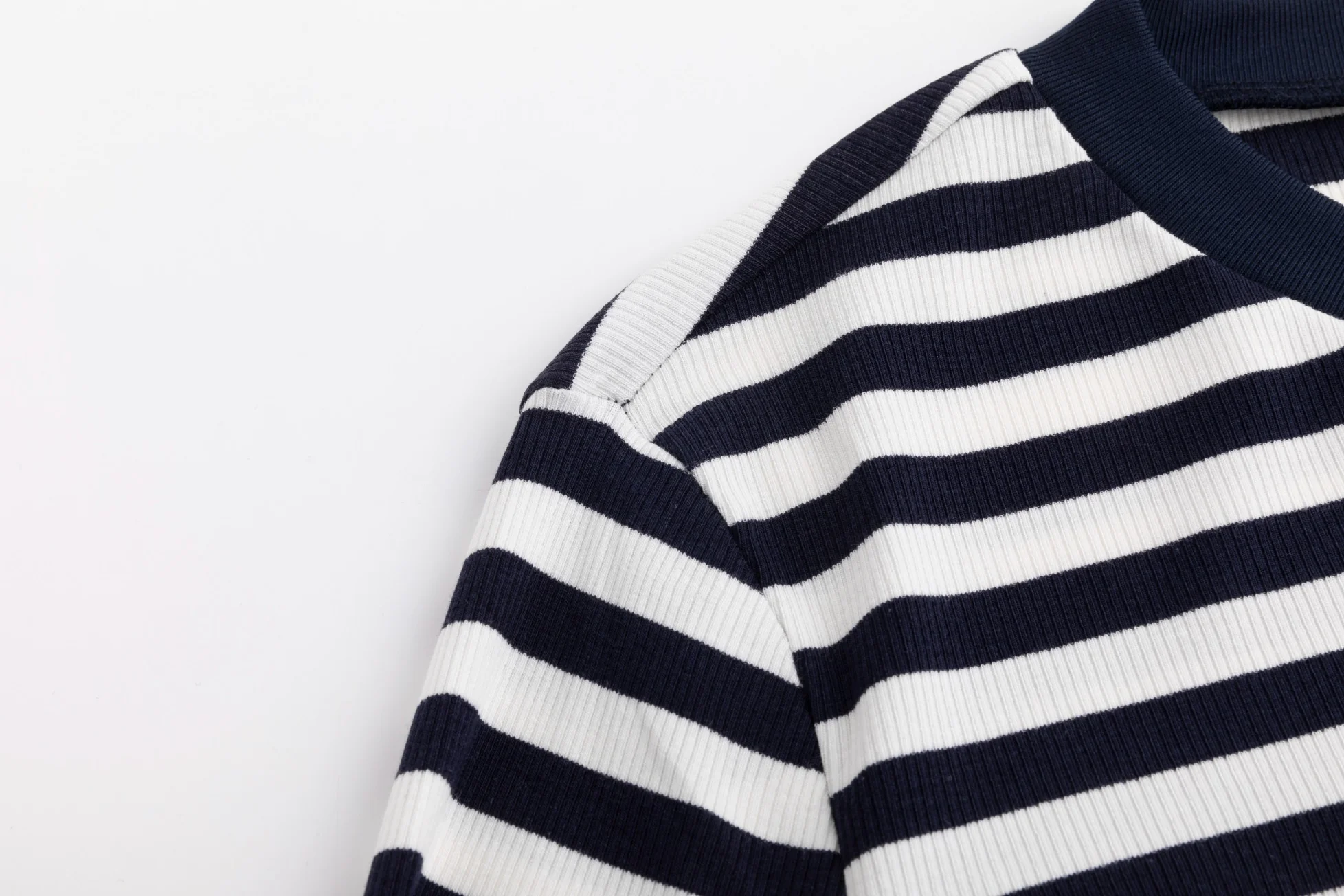 Striped V-Neck Top - Navy - Image 5
