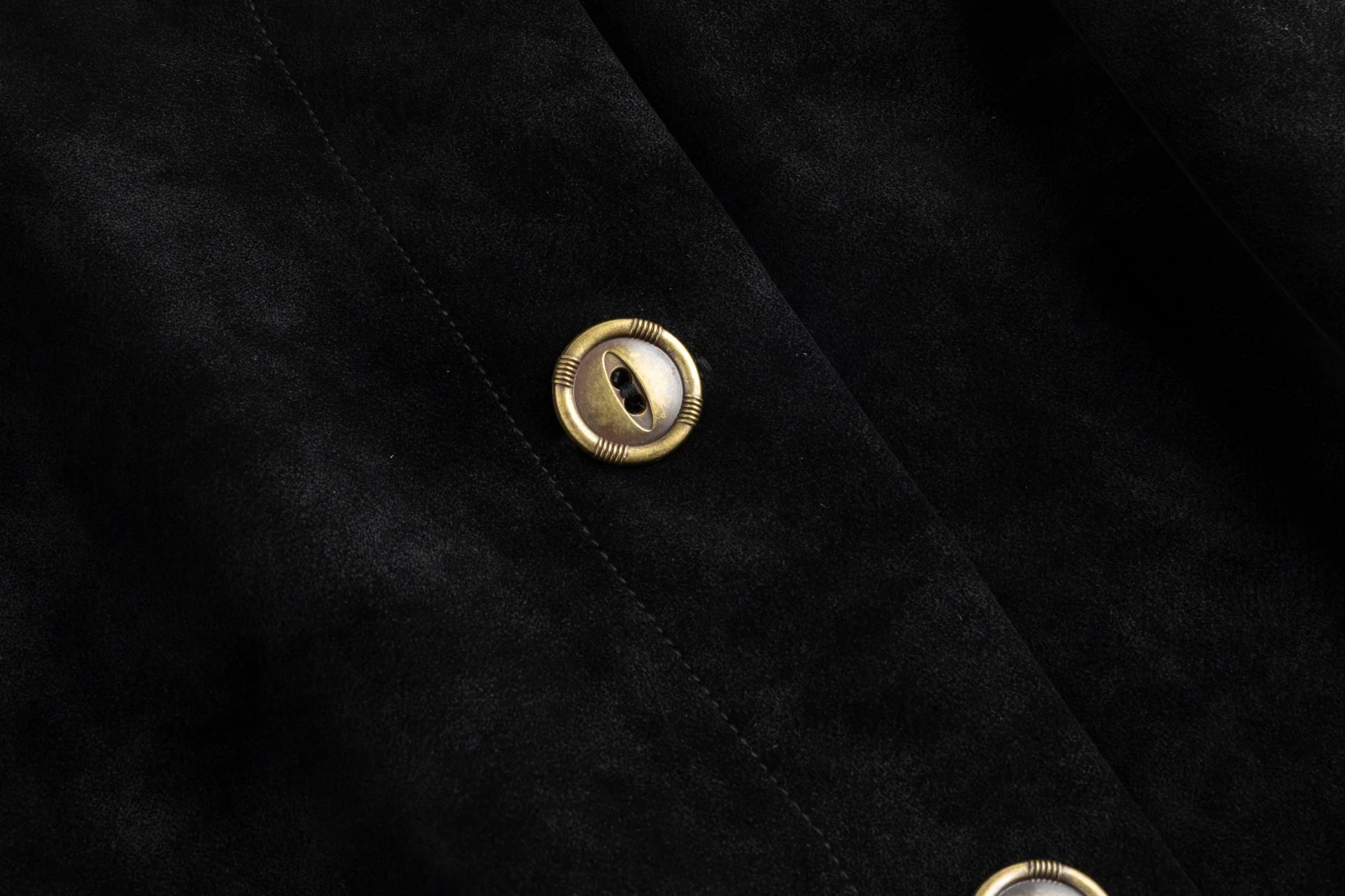 Suede Button Down Midi Skirt - Black - Image 5
