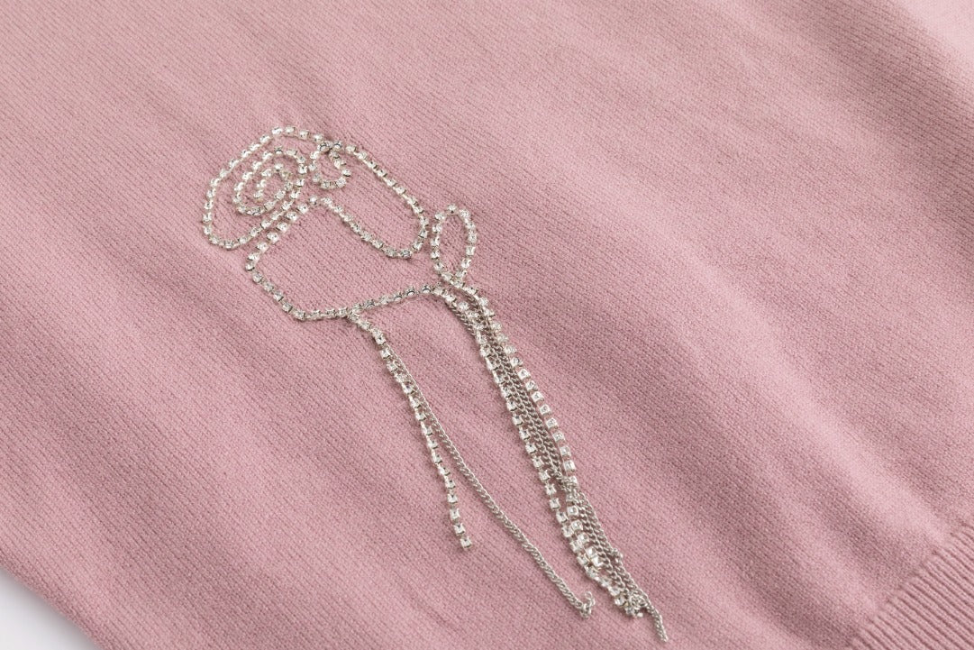 Sweater With Diamond Flower - Mauve - Image 5