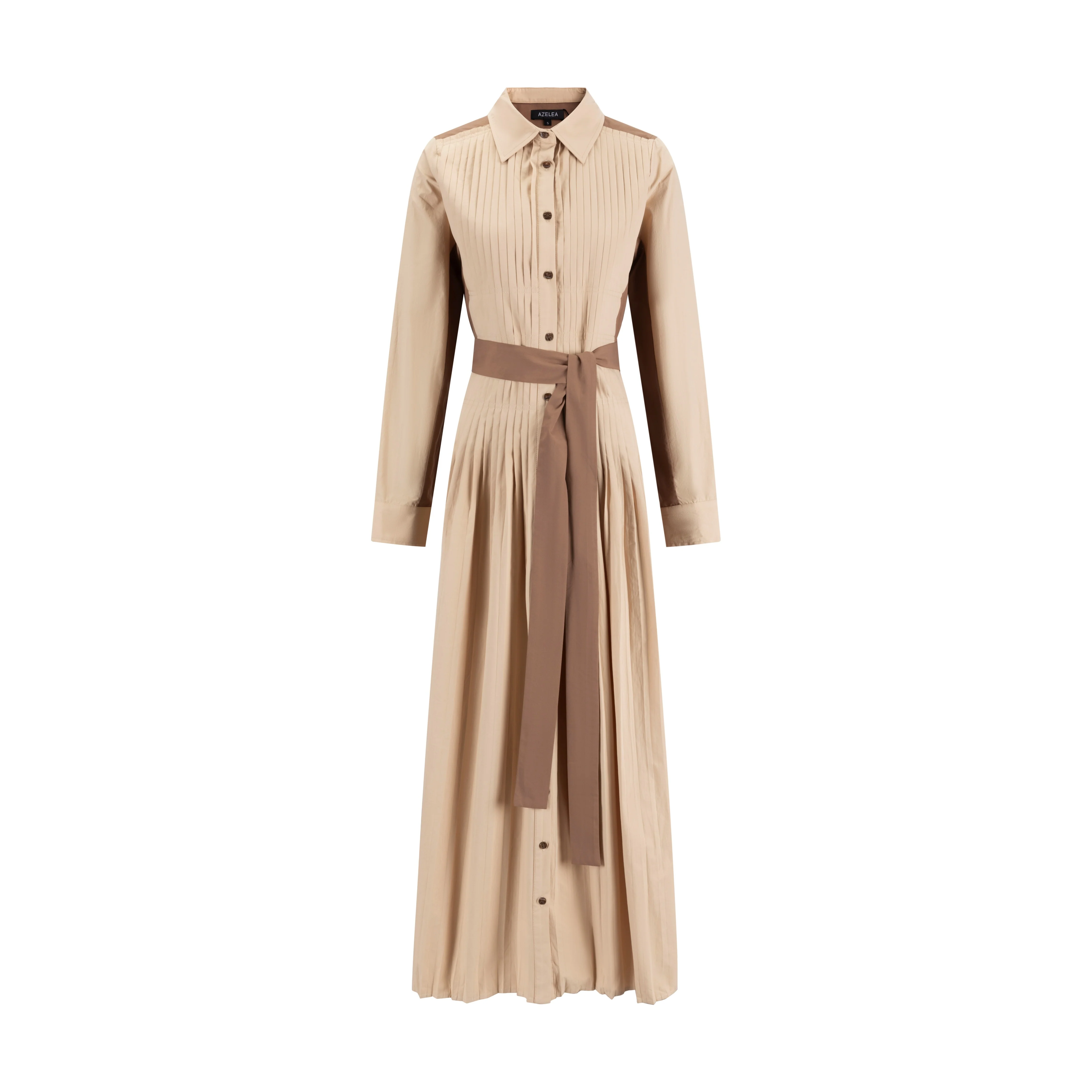 Tan And Brown Cotton Dress - Image 3