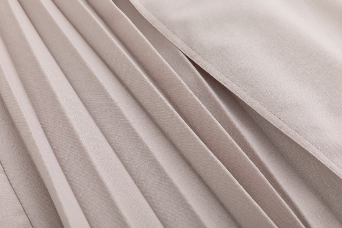 Tan Half Pleated Skirt - Image 6
