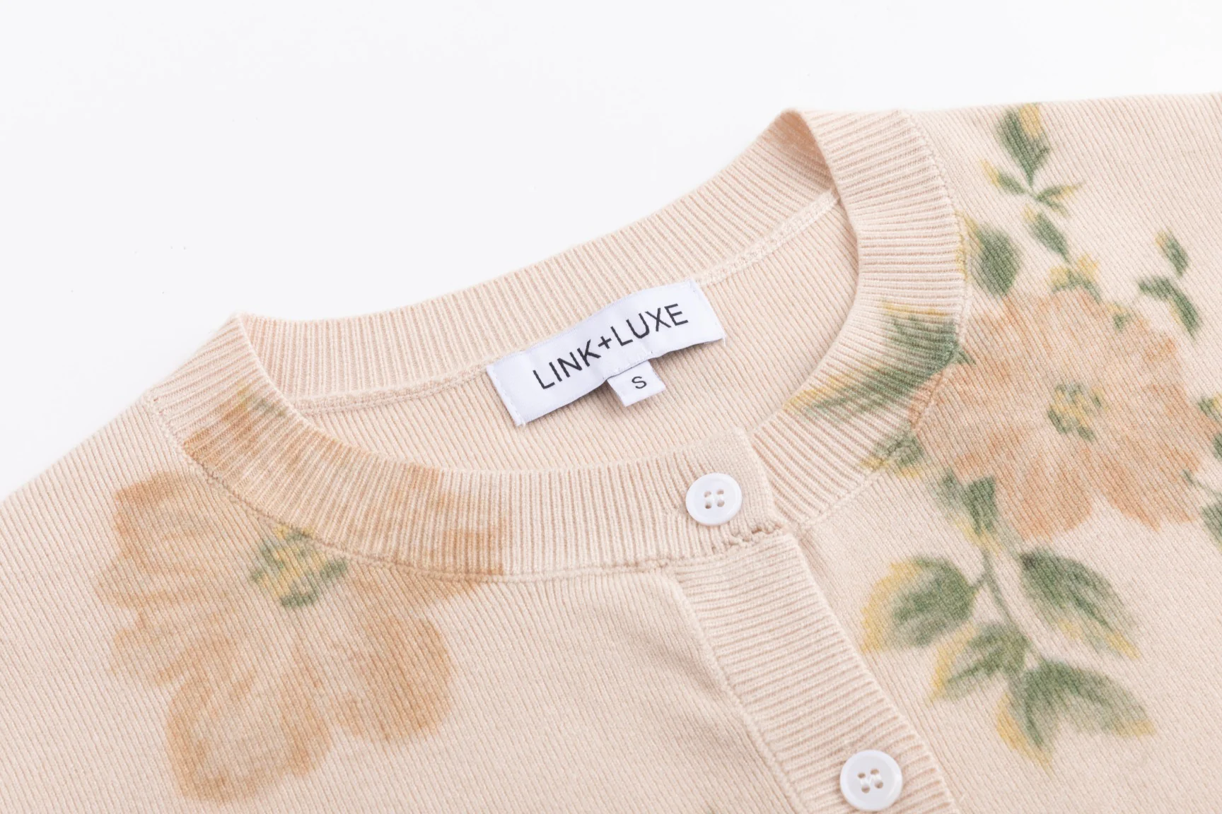 Tan Knit Cardigan With Flowers - Image 4