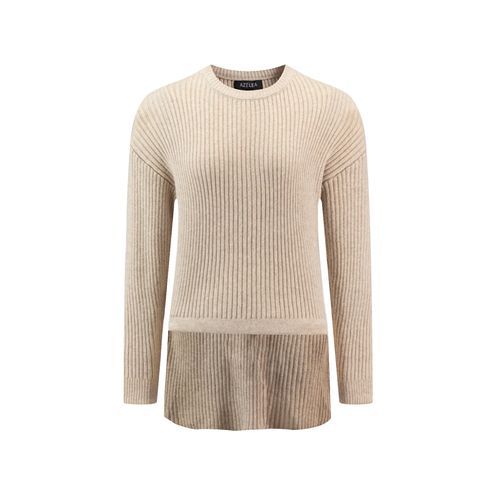 Ribbed Drawstring Hi-Low Hem Top - Tan - Image 2