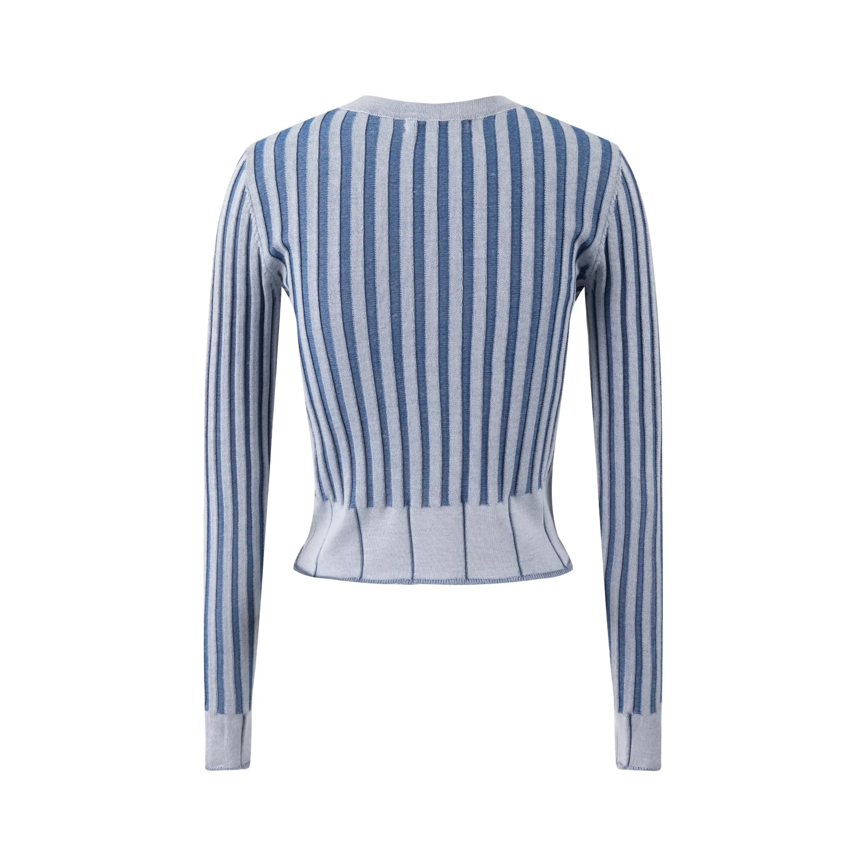 Textured Stripes Knit Top - Blue Denim - Image 2