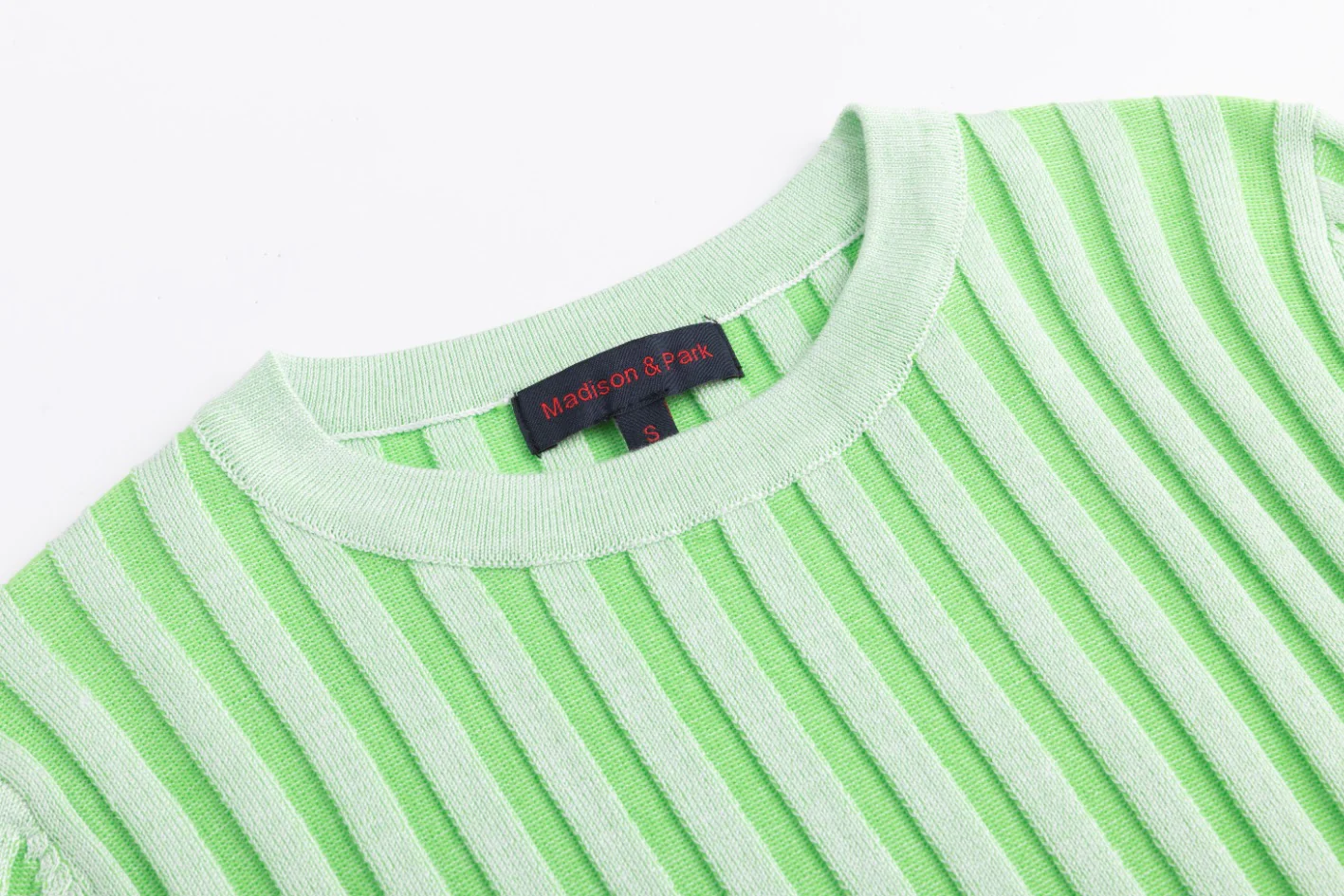 Textured Stripes Knit Top - Green - Image 5