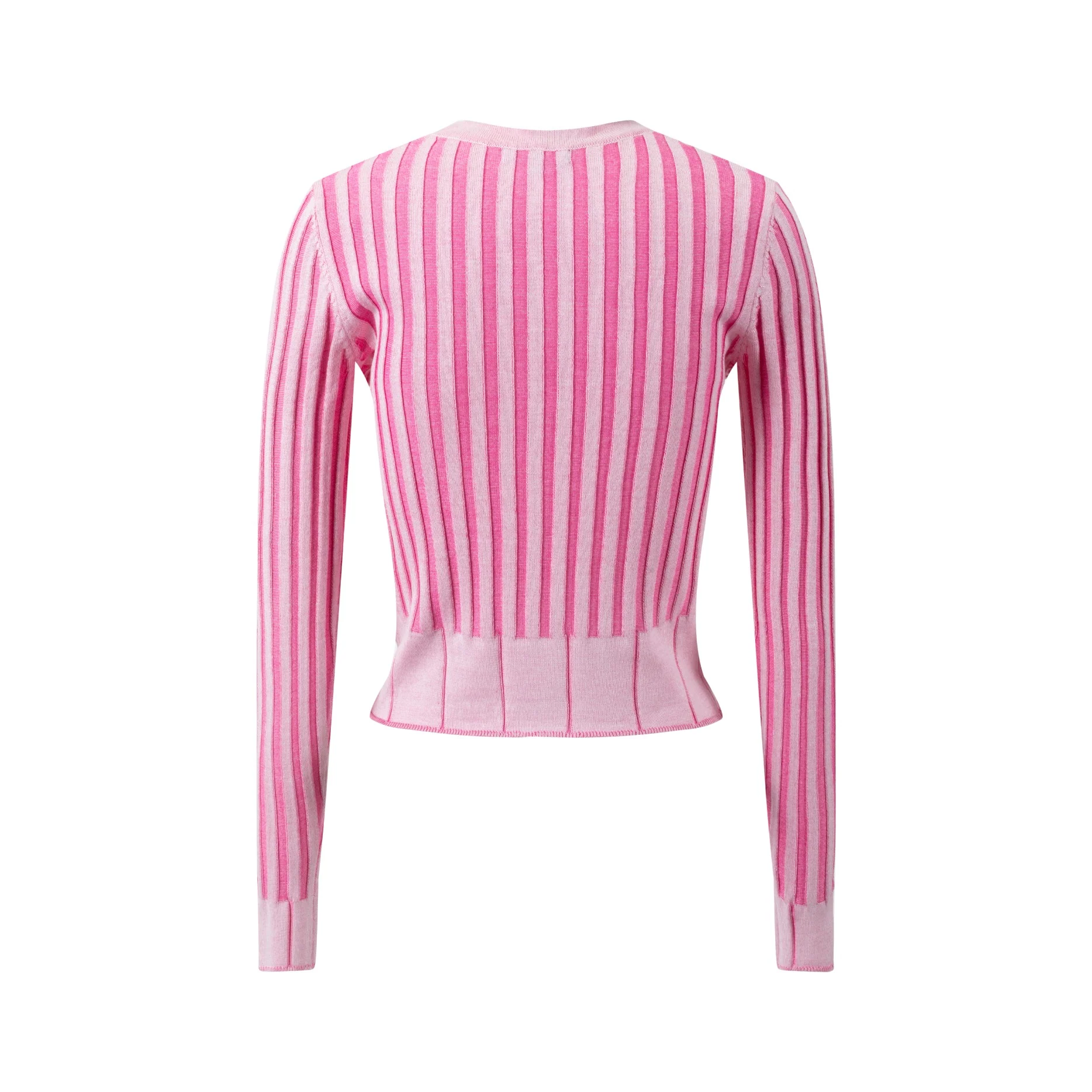 Textured Stripes Knit Top - Hot Pink - Image 2
