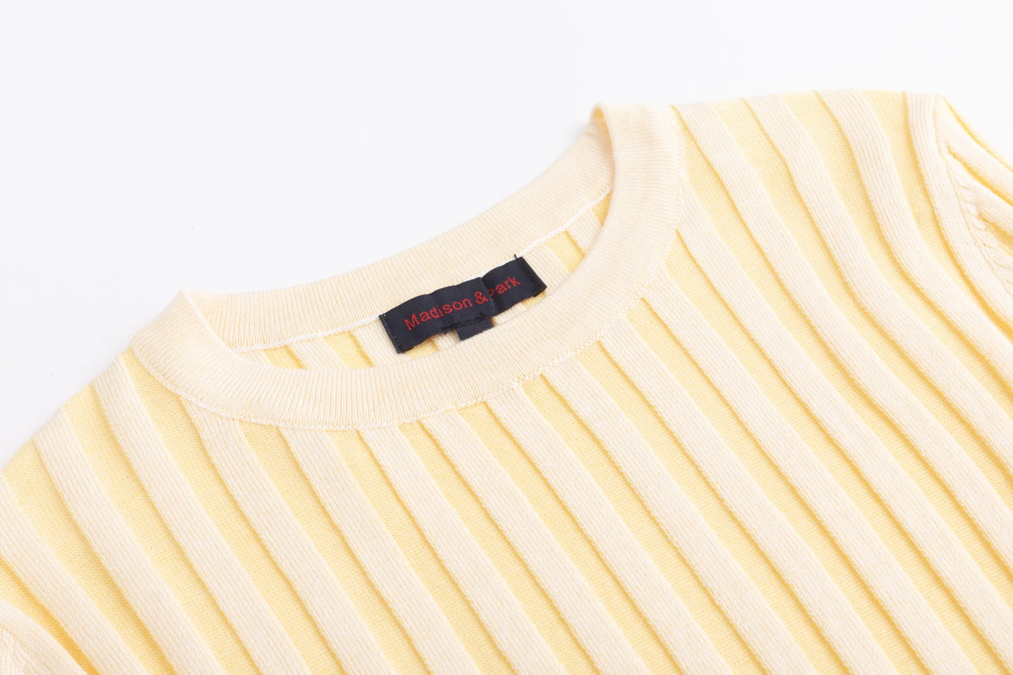 Textured Stripes Knit Top - Neon Yellow - Image 3